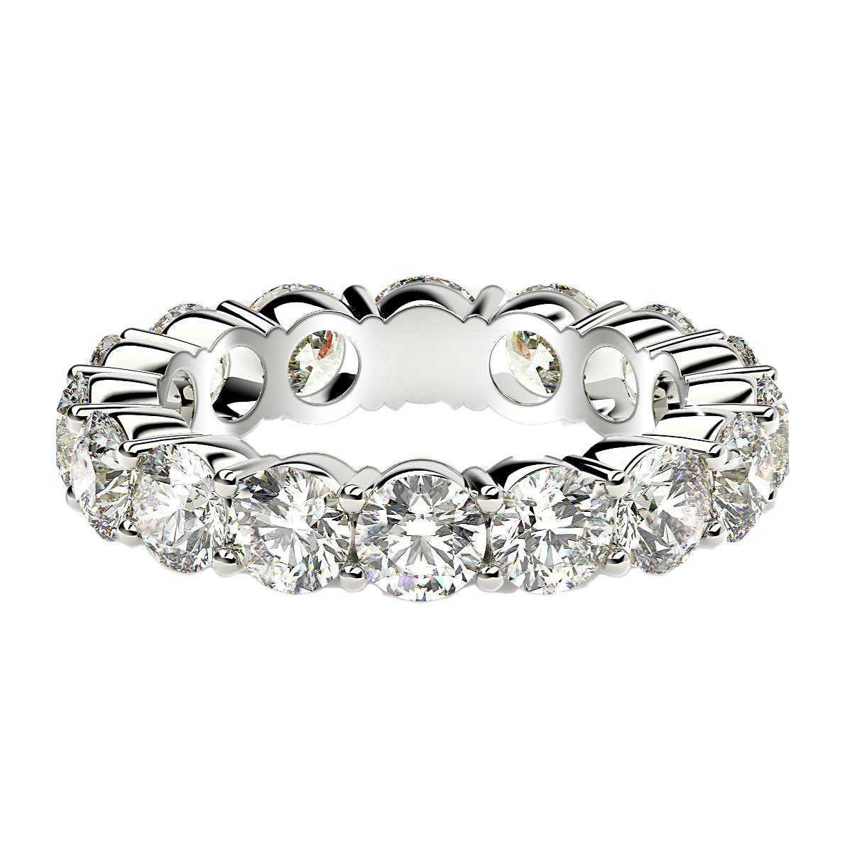 Round Cut Lab Grown Diamond Eternity Ring in 14k White Gold 4 cttw FG/VS2 on sale at MyriadMart