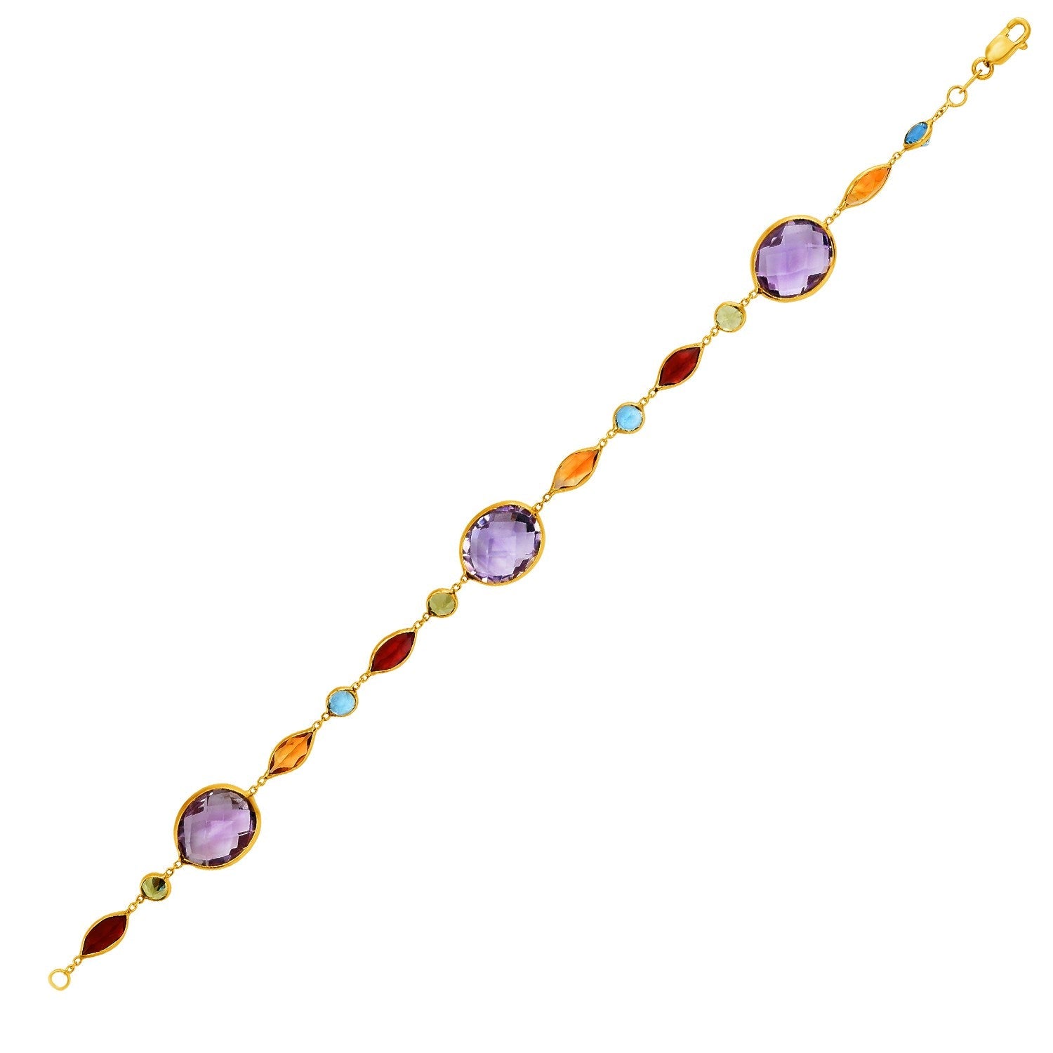 14k Yellow Gold Bracelet with Multi-Colored Stones on sale at MyriadMart