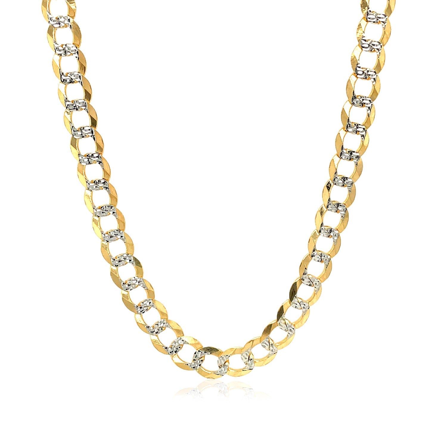 5.7mm 14k Two Tone Gold Pave Curb Chain on sale at MyriadMart