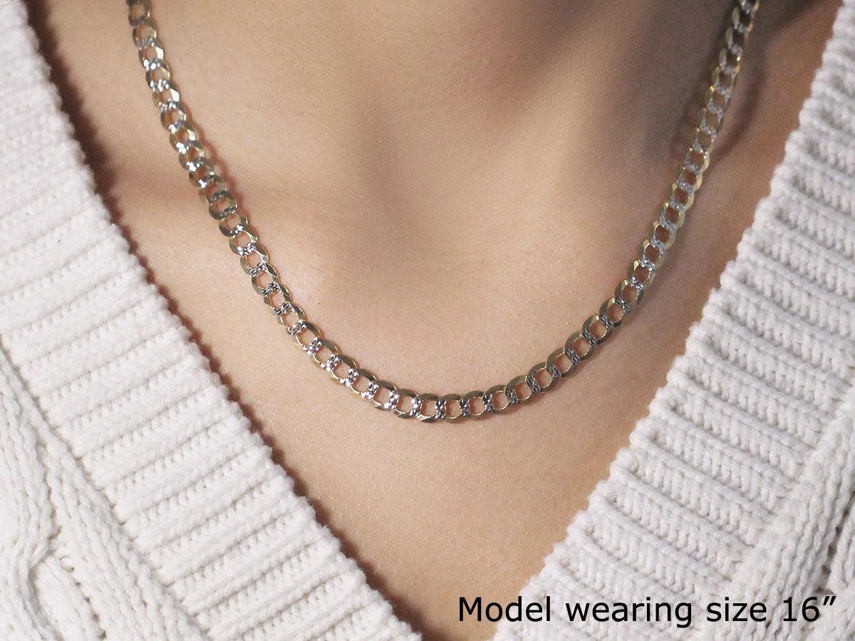 5.7mm 14k Two Tone Gold Pave Curb Chain on sale at MyriadMart