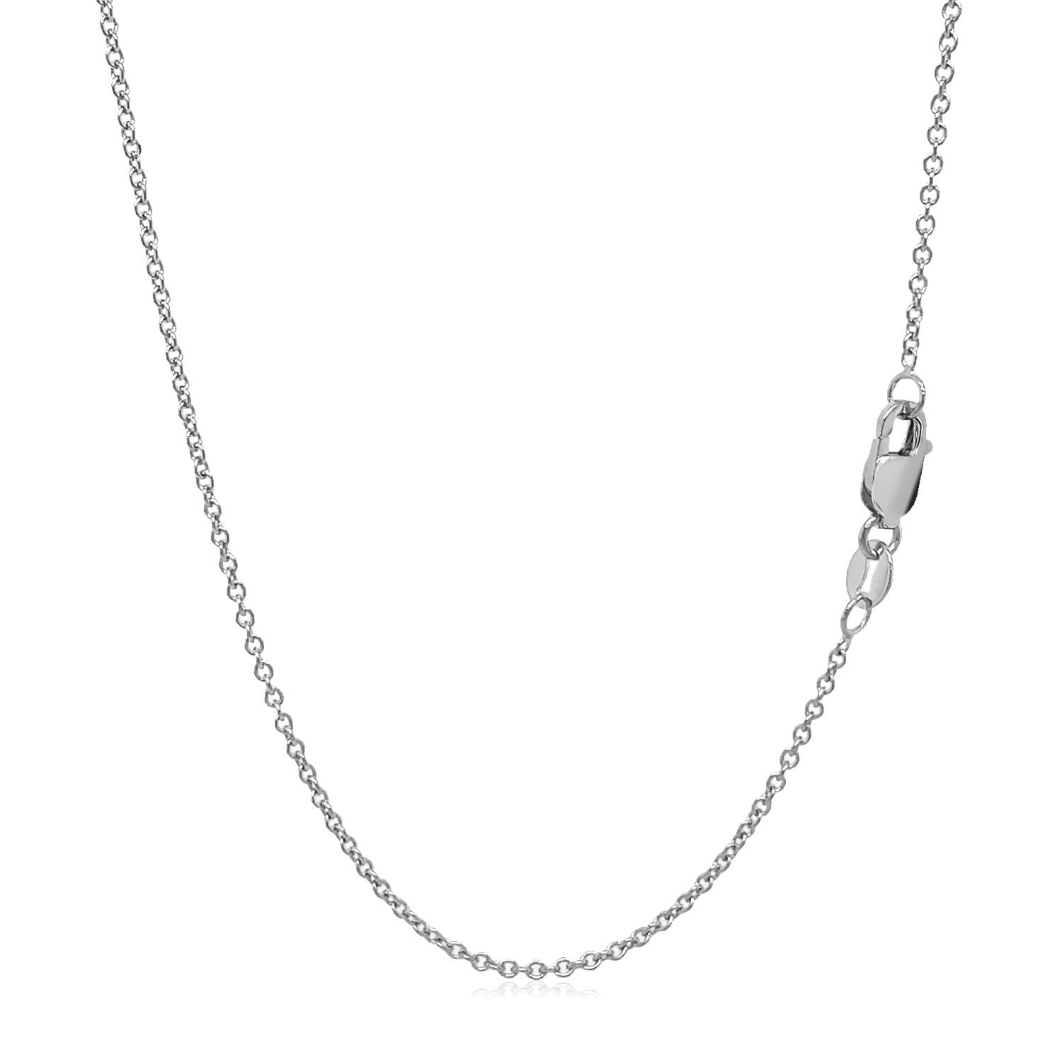 14k White Gold Round Cable Link Chain 1.3mm on sale at MyriadMart