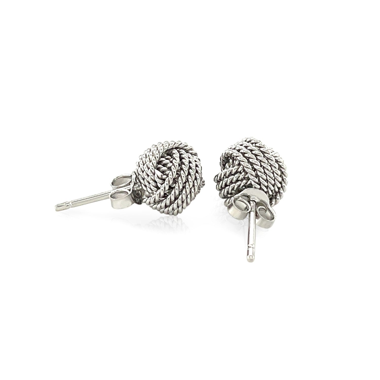 Sterling Silver Textured Love Knot Stud Style Earrings on sale at MyriadMart