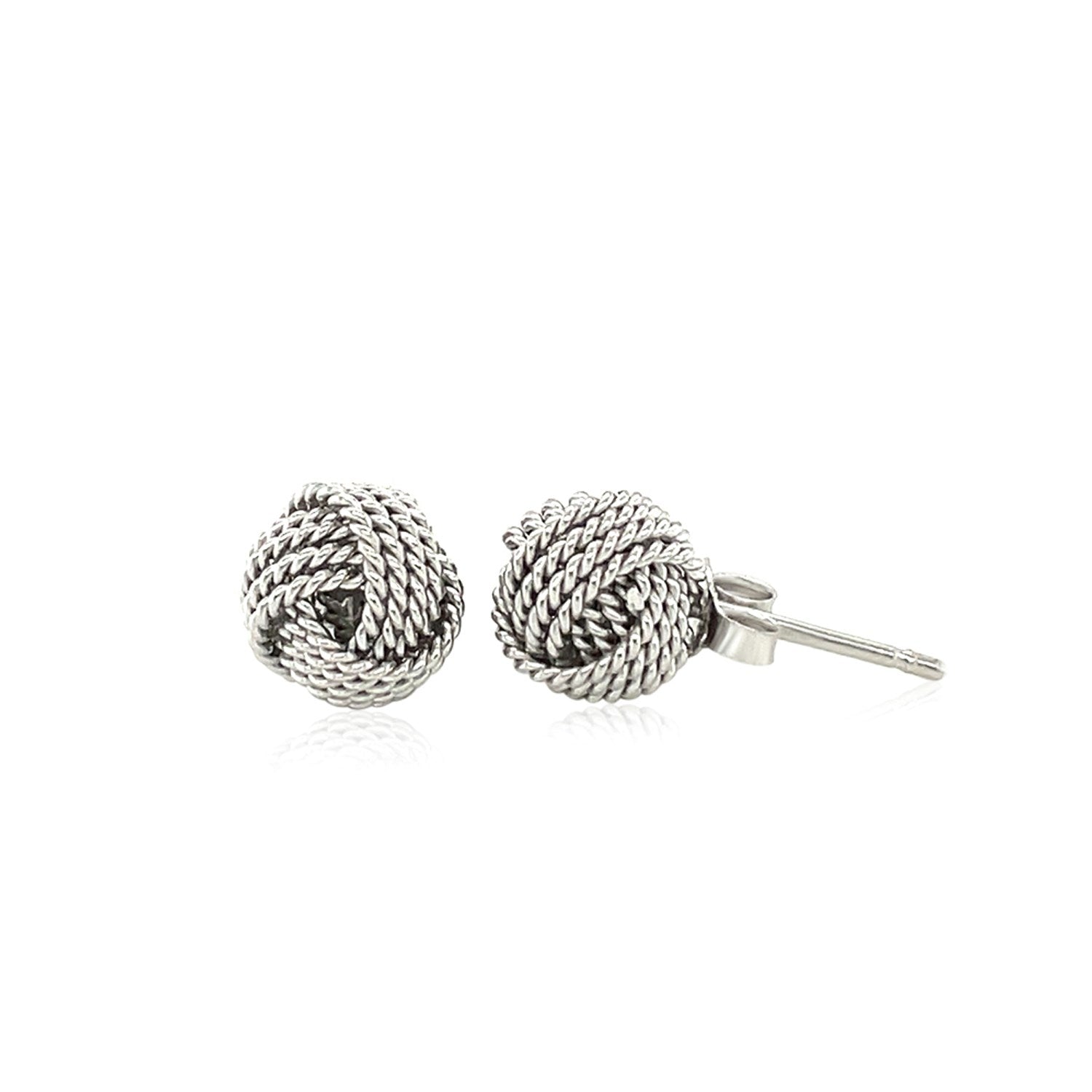 Sterling Silver Textured Love Knot Stud Style Earrings on sale at MyriadMart