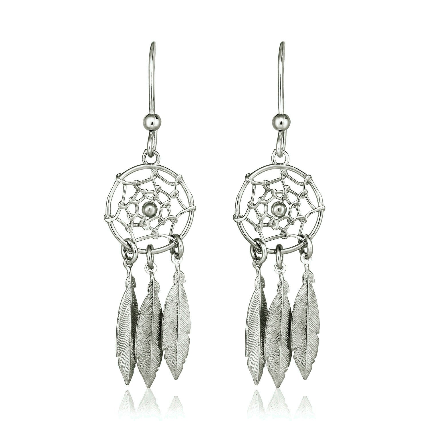 Sterling Silver Dream Catcher Dangle Earrings on sale at MyriadMart