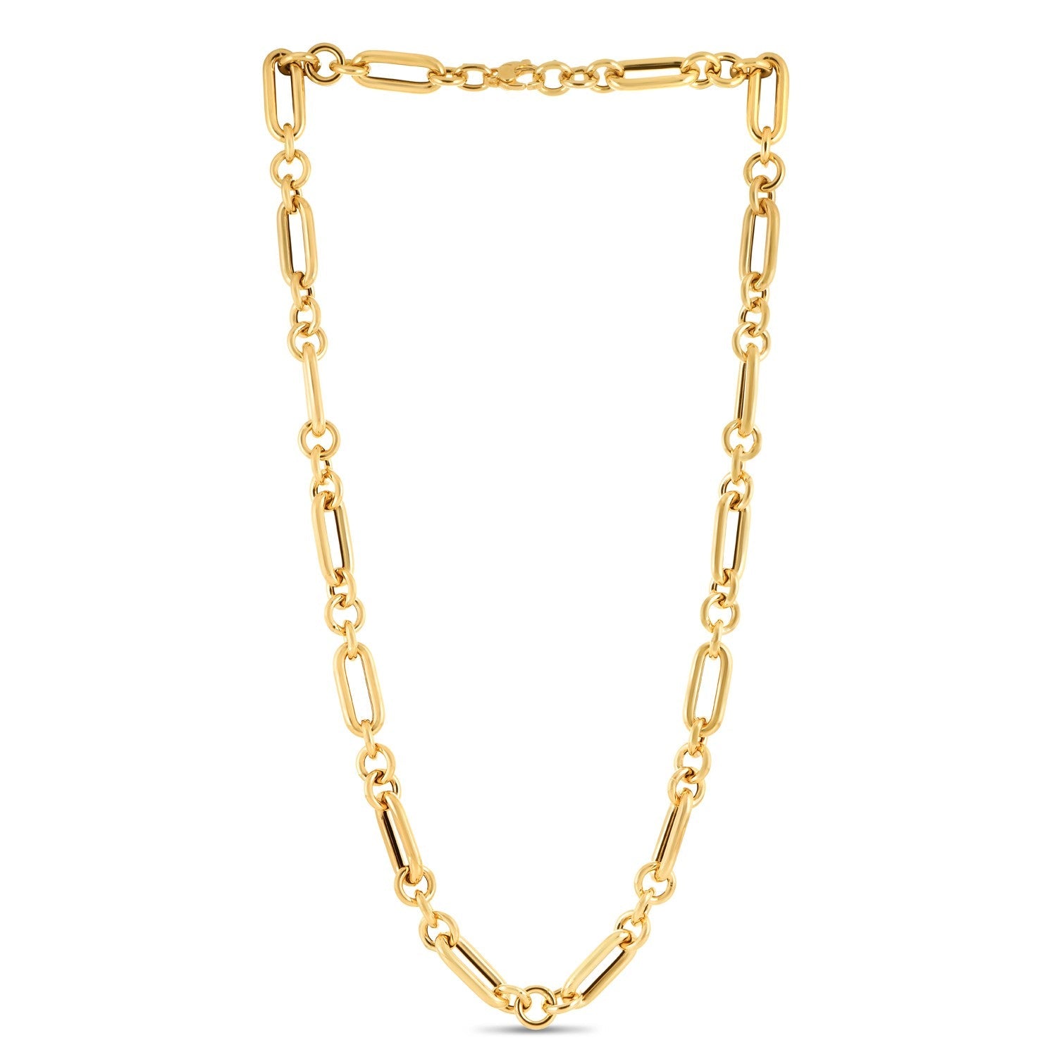 14k Yellow Gold Italian Alternating Paperclip Round Links Chain Necklace on sale at MyriadMart
