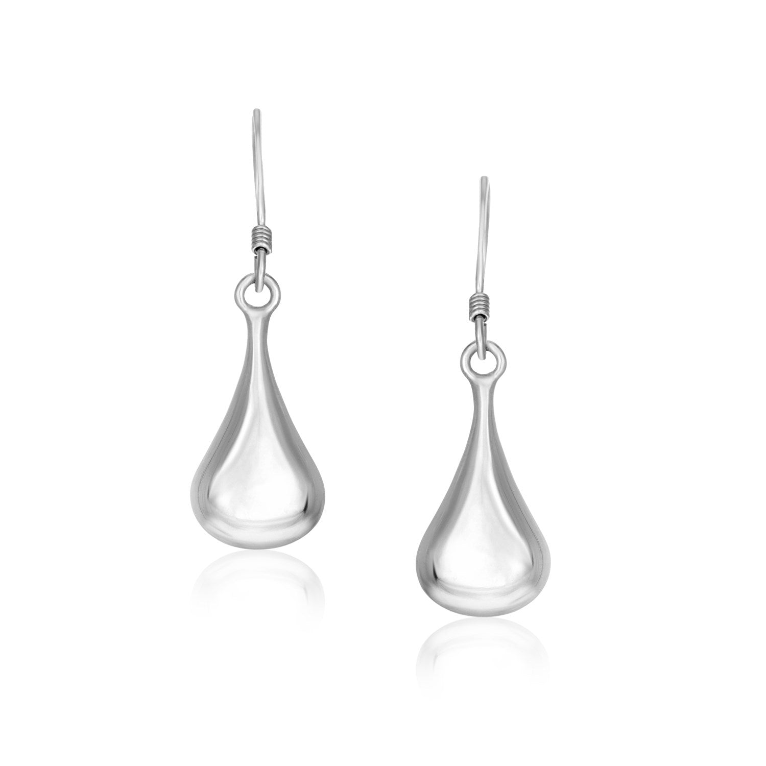 Sterling Silver Long Teardrop Shape Puff Drop Earrings on sale at MyriadMart