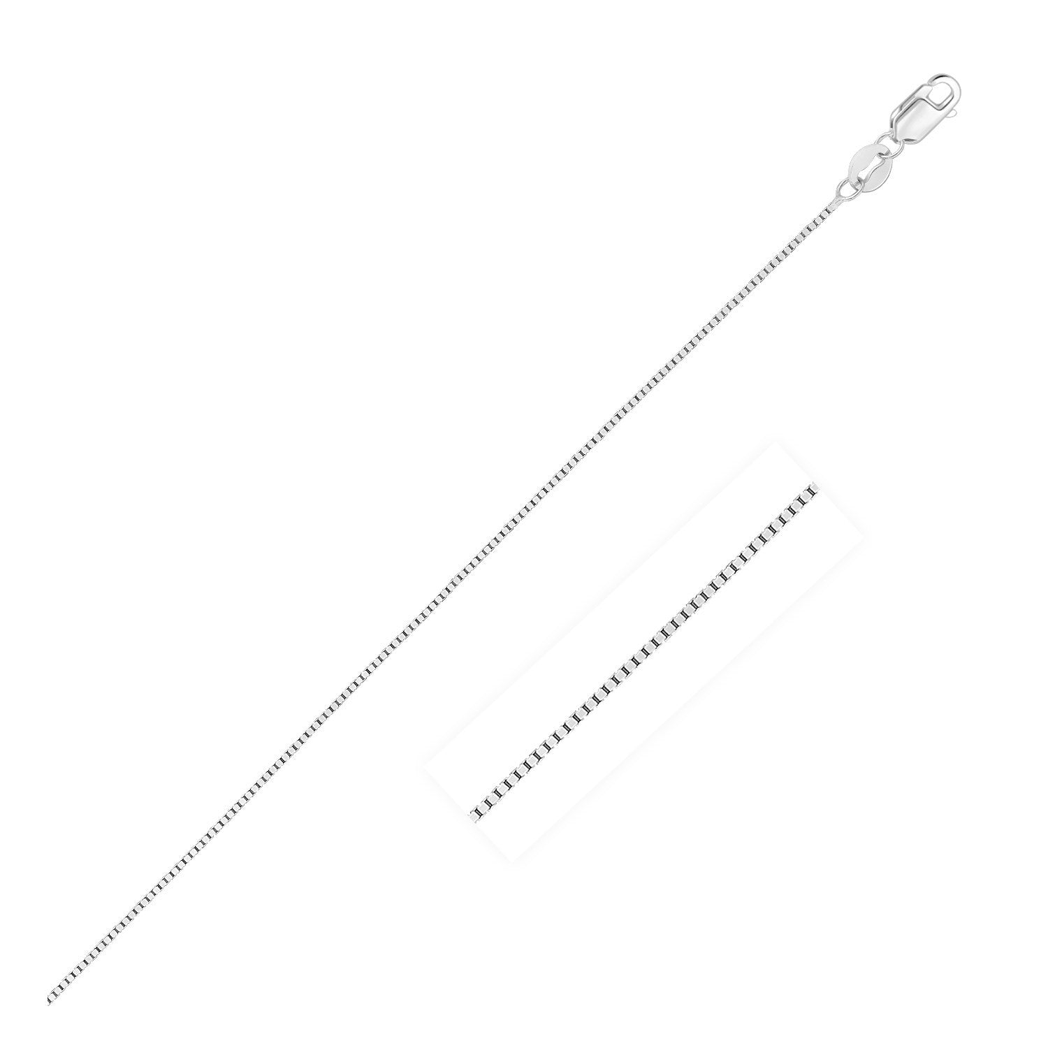 10k White Gold Classic Box Chain 0.45 mm on sale at MyriadMart
