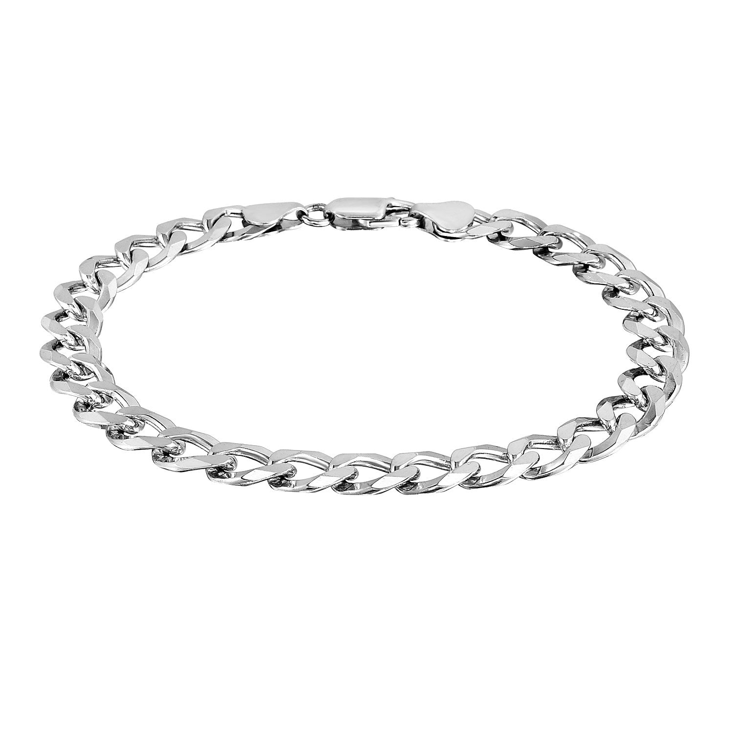 Rhodium Plated 8.4mm Sterling Silver Curb Style Bracelet on sale at MyriadMart