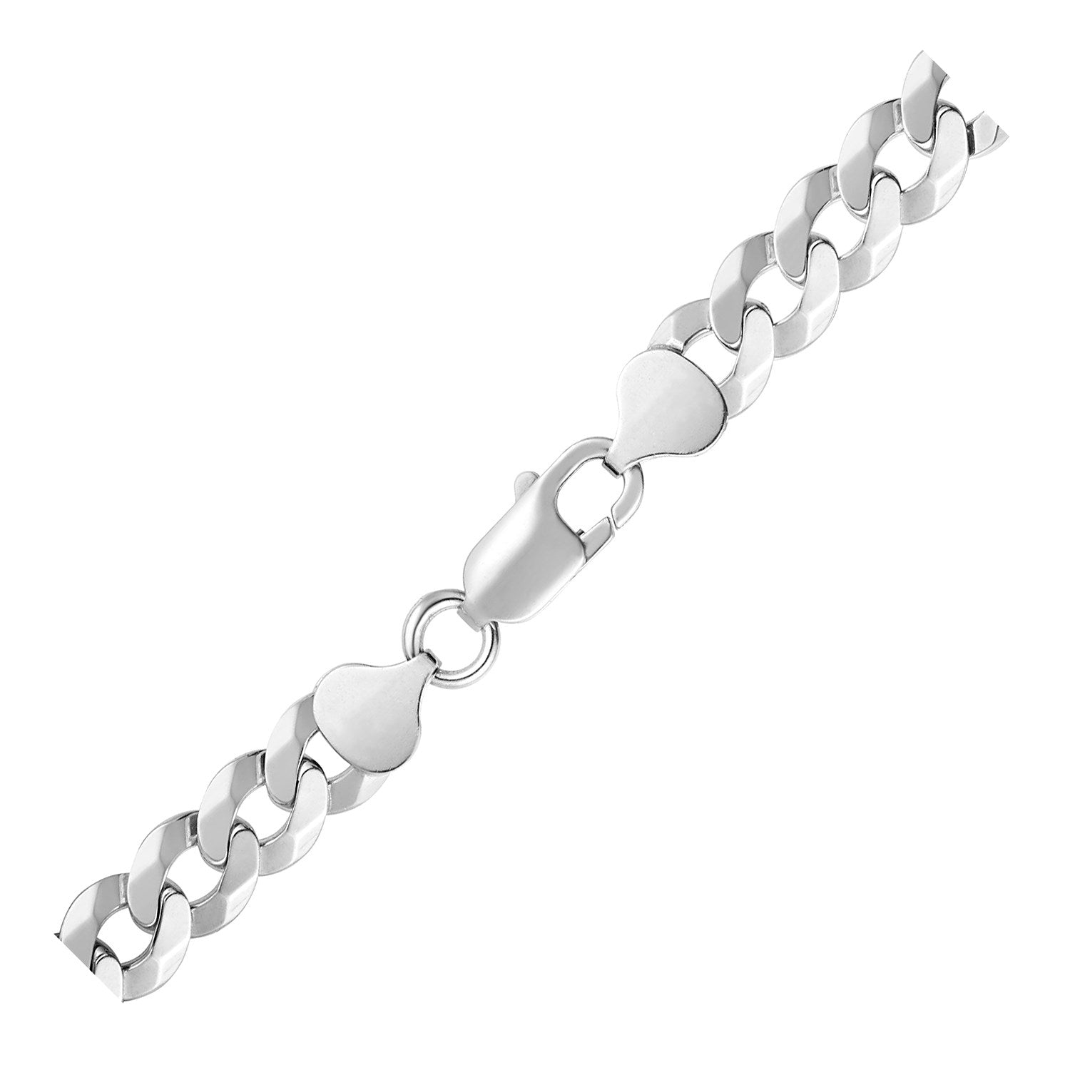 Rhodium Plated 8.4mm Sterling Silver Curb Style Bracelet on sale at MyriadMart