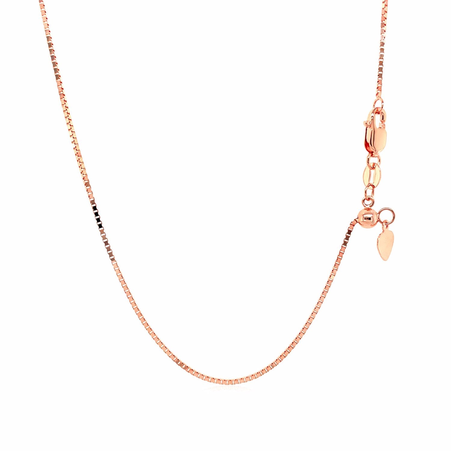 14k Rose Gold Adjustable Box Chain 0.85mm on sale at MyriadMart