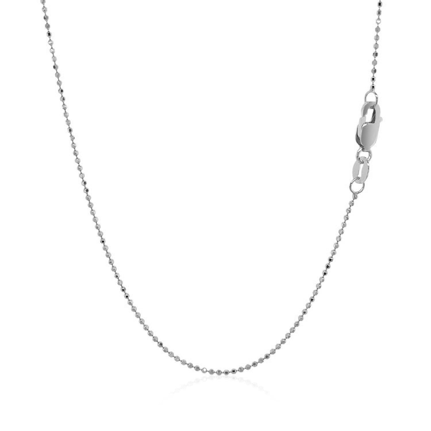 14k White Gold Diamond Cut Bead Chain 1.0mm on sale at MyriadMart