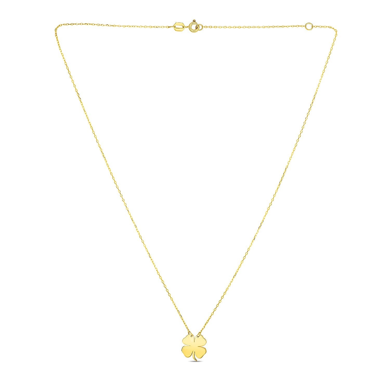 14K Yellow Gold Four Leaf Clover Necklace on sale at MyriadMart