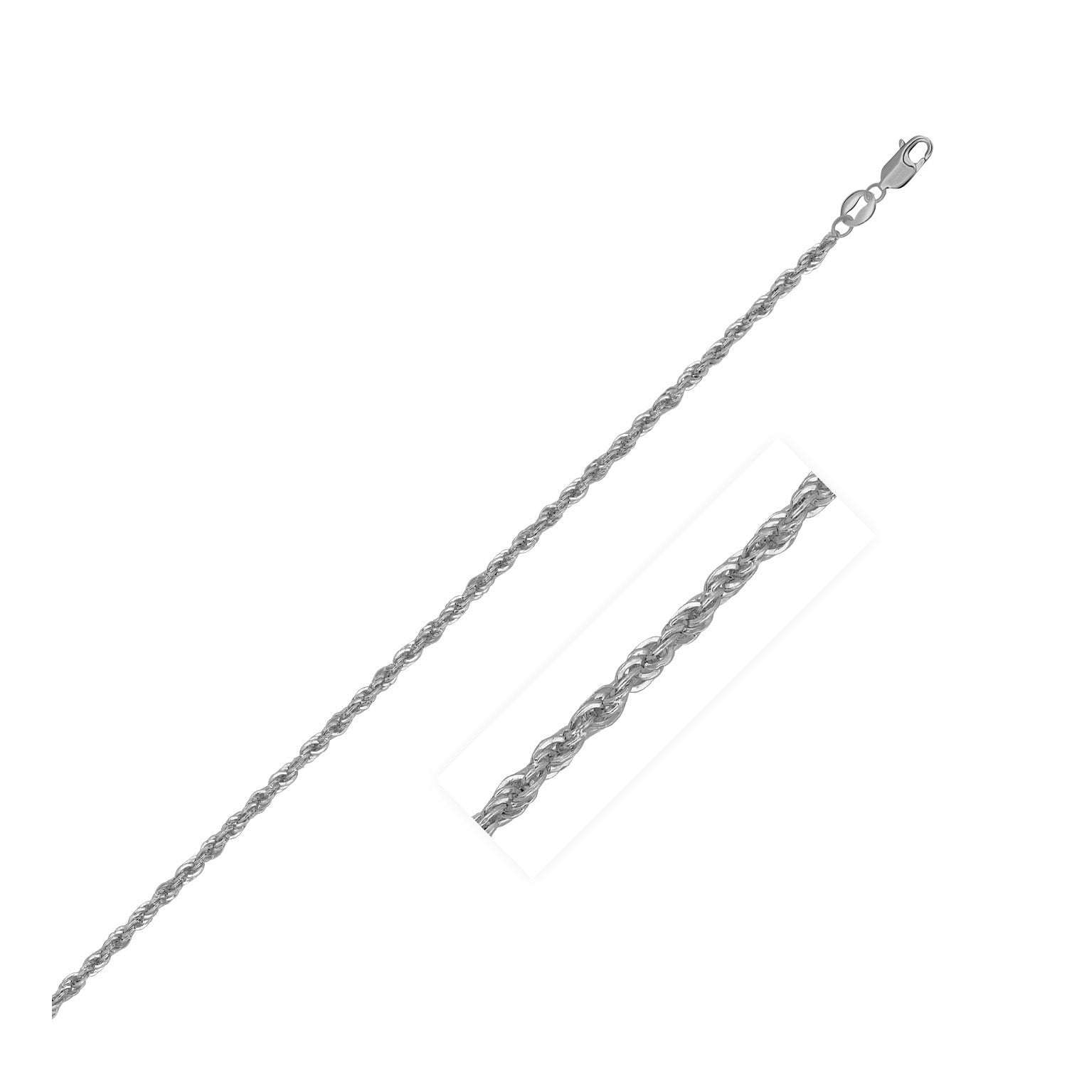 14k White Gold Light Rope Chain 1.5mm on sale at MyriadMart