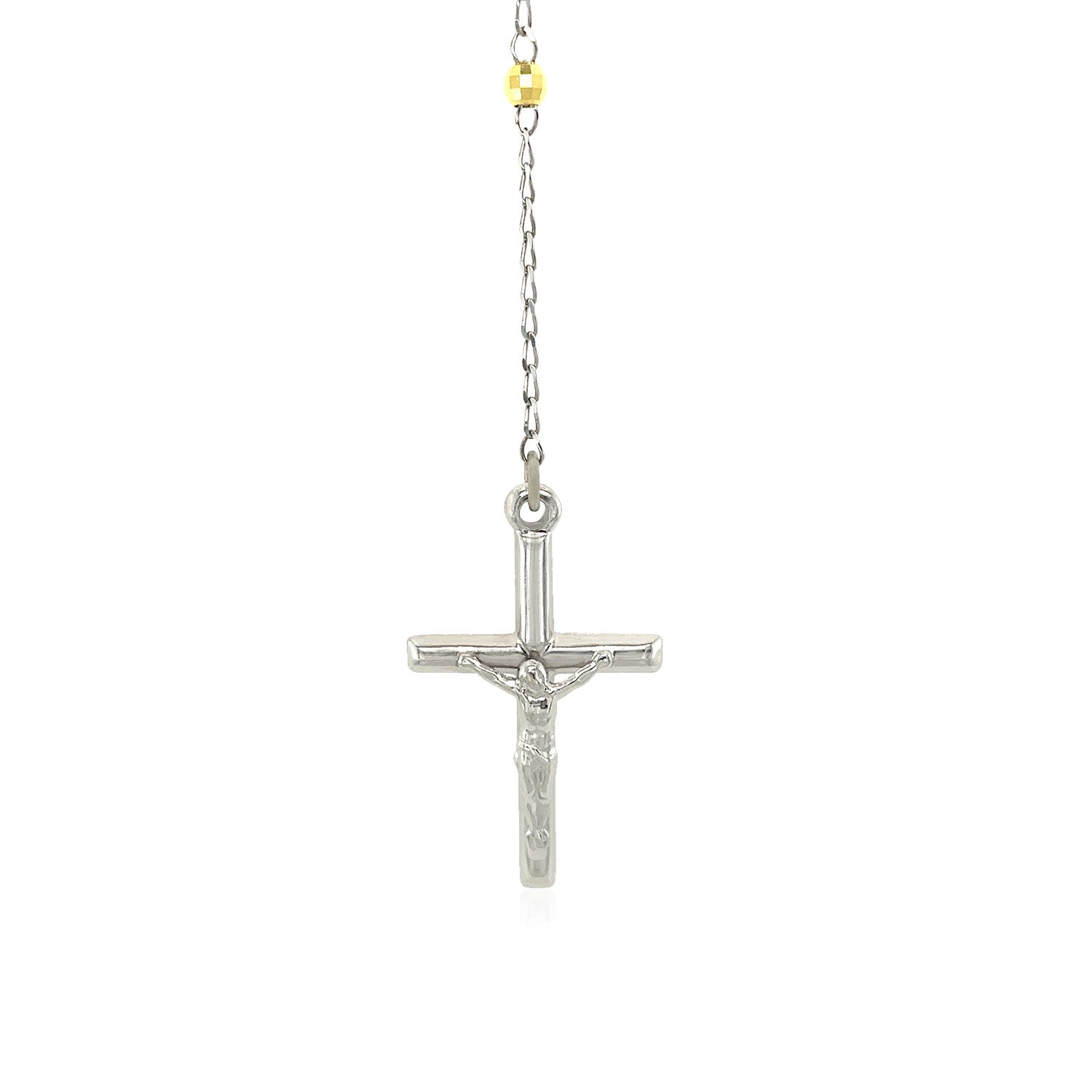 Three Toned Rosary Chain and Bead Necklace in Sterling Silver on sale at MyriadMart