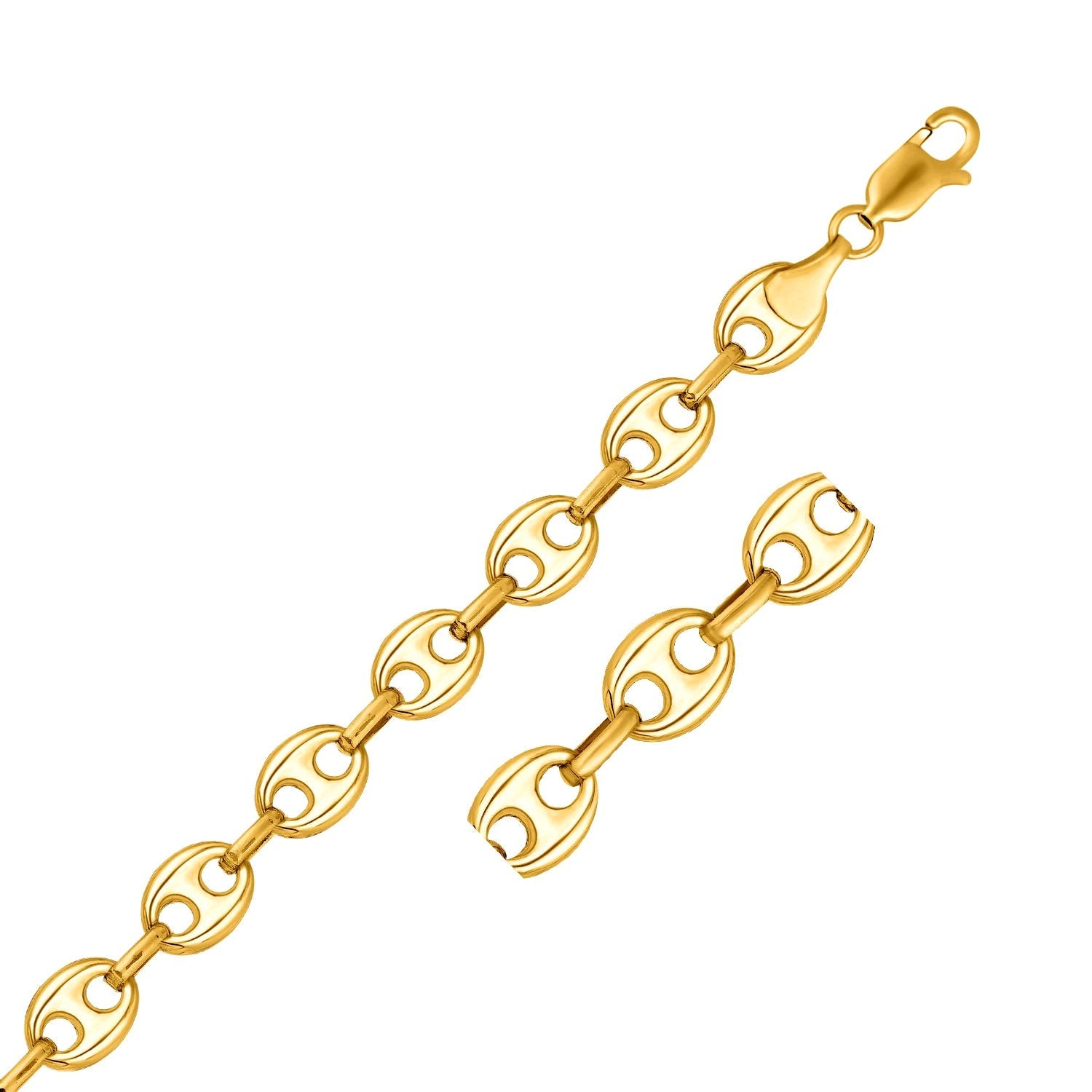 11.0mm 14k Yellow Gold Puffed Mariner Link Chain on sale at MyriadMart