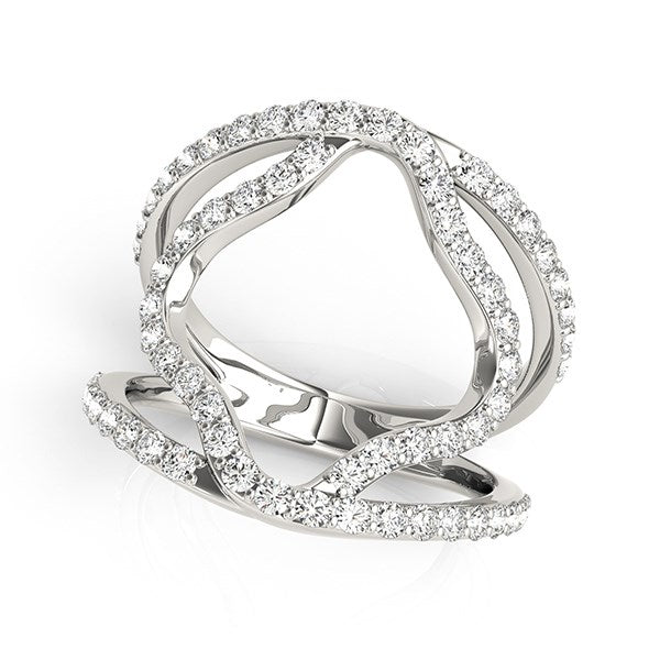 14k White Gold Diamond Flower Style Dual Band Ring 5/8 cttw on sale at MyriadMart