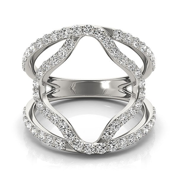 14k White Gold Diamond Flower Style Dual Band Ring 5/8 cttw on sale at MyriadMart