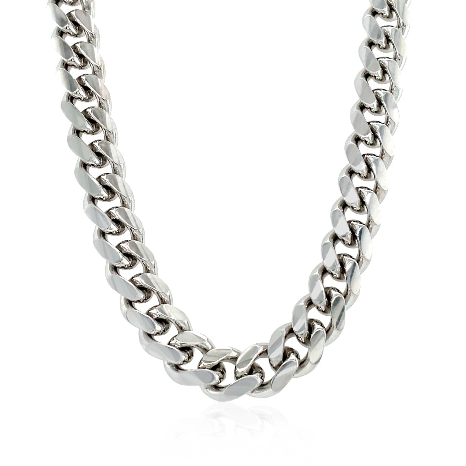 Sterling Silver Rhodium Plated Miami Cuban Chain 8.4mm on sale at MyriadMart