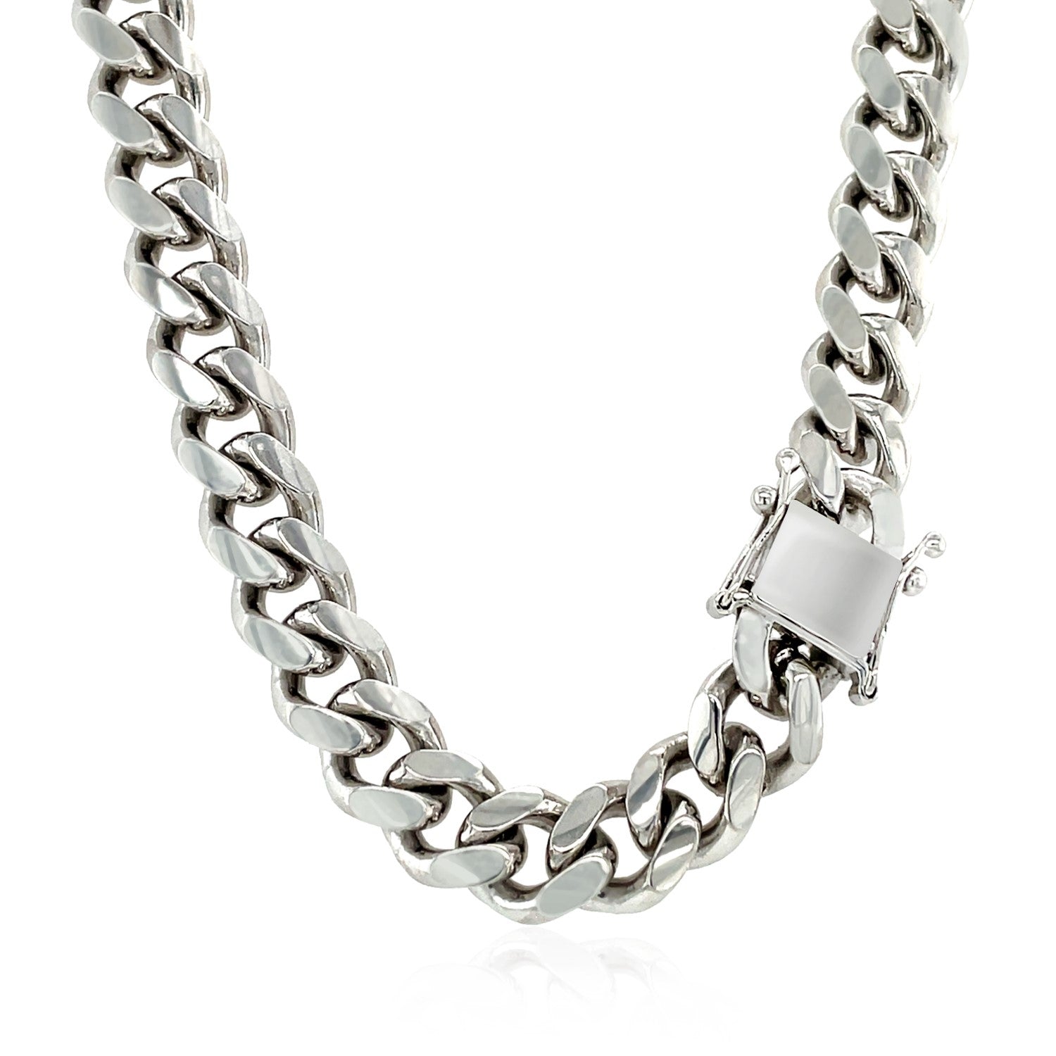 Sterling Silver Rhodium Plated Miami Cuban Chain 8.4mm on sale at MyriadMart