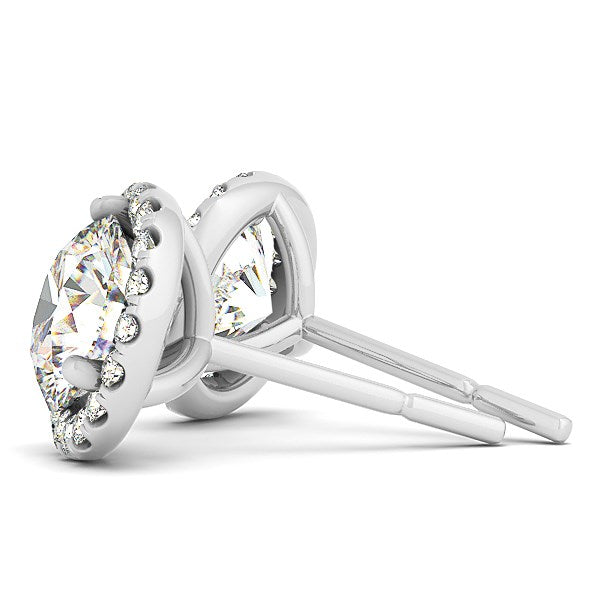14k White Gold Round Prong Halo Style Earrings 1 cttw on sale at MyriadMart