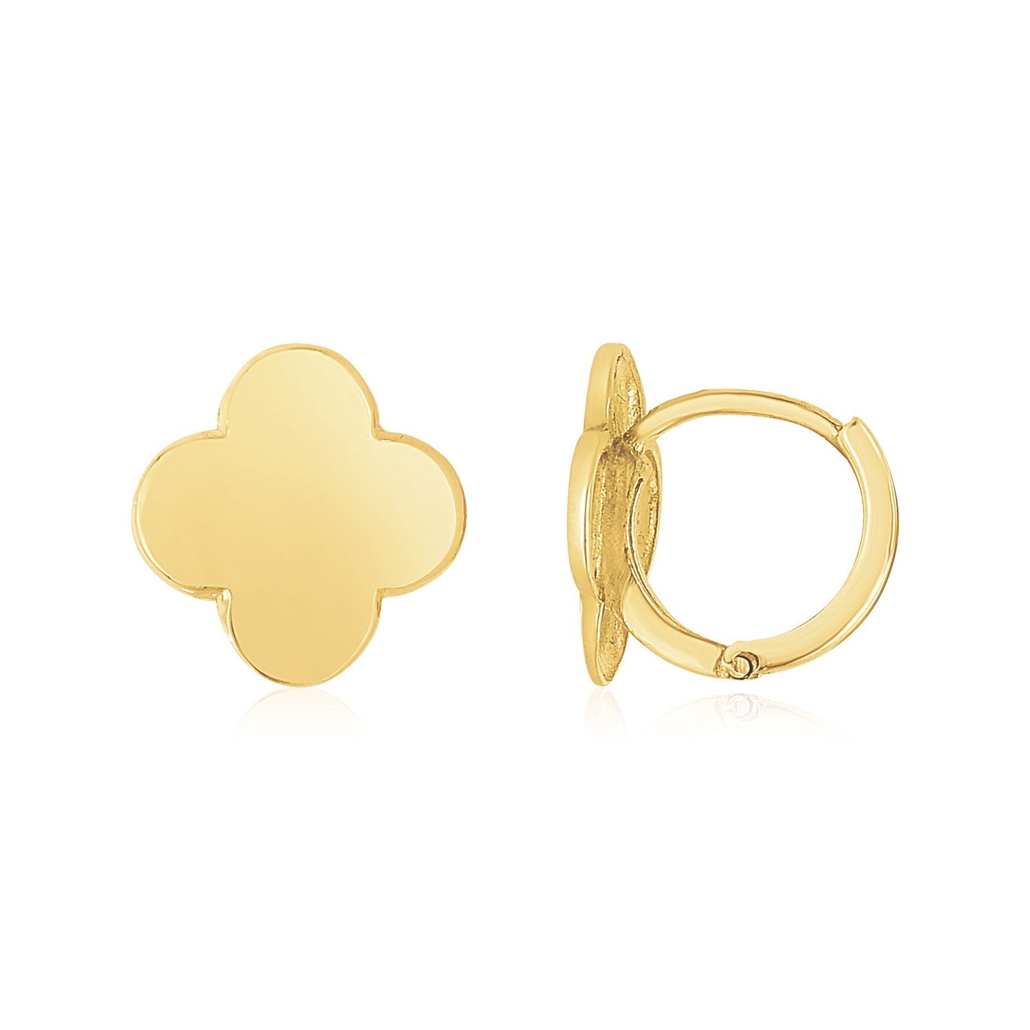 14K Yellow Gold Polished Clover Stud Earrings on sale at MyriadMart