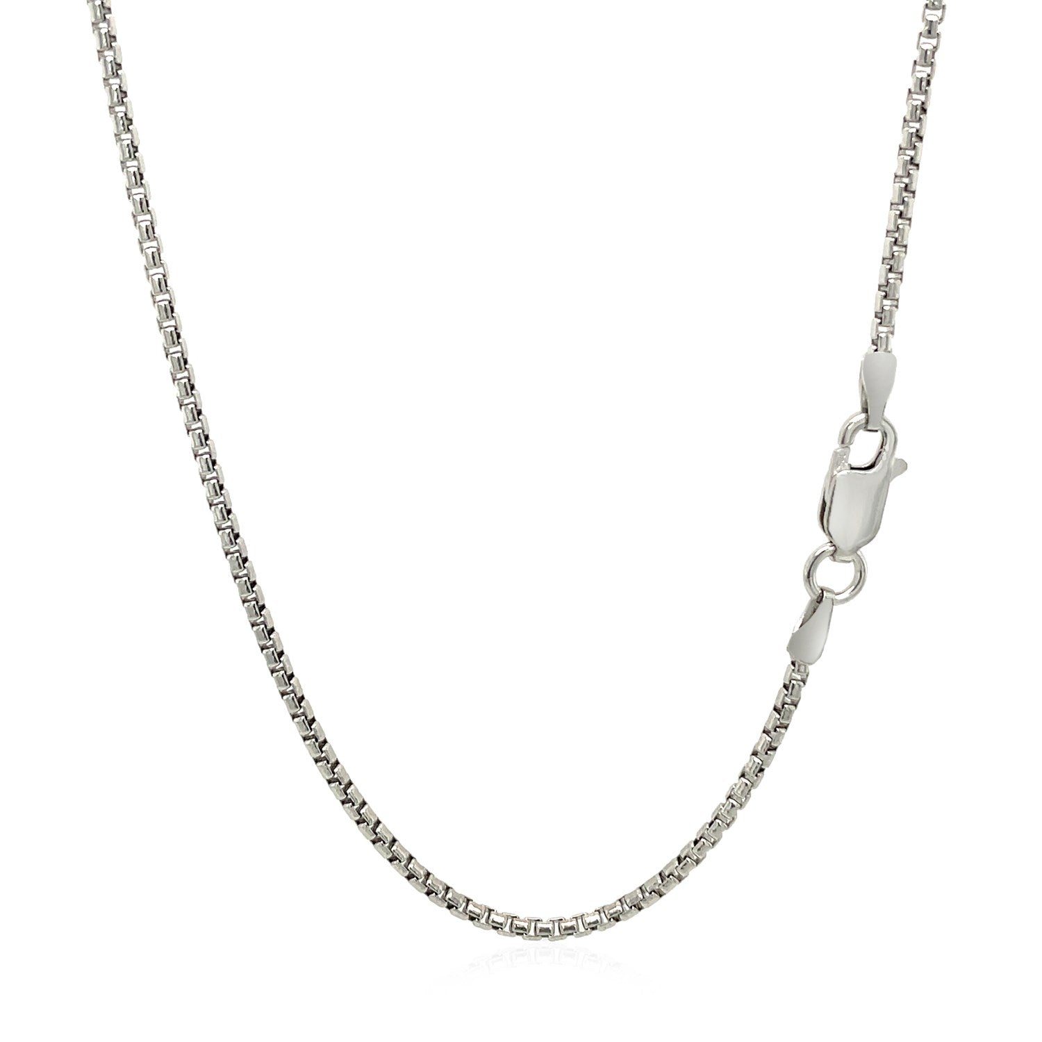 Sterling Silver Rhodium Plated Round Box Chain 1.5mm on sale at MyriadMart