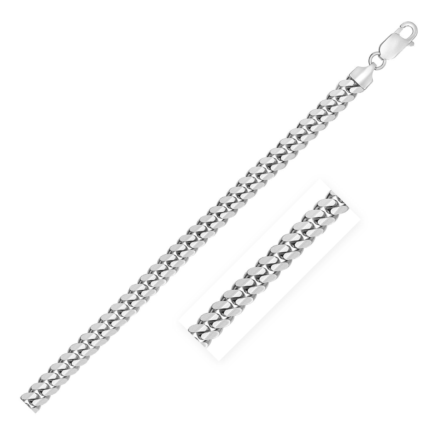 Sterling Silver Rhodium Plated Miami Cuban Chain 6.2mm on sale at MyriadMart