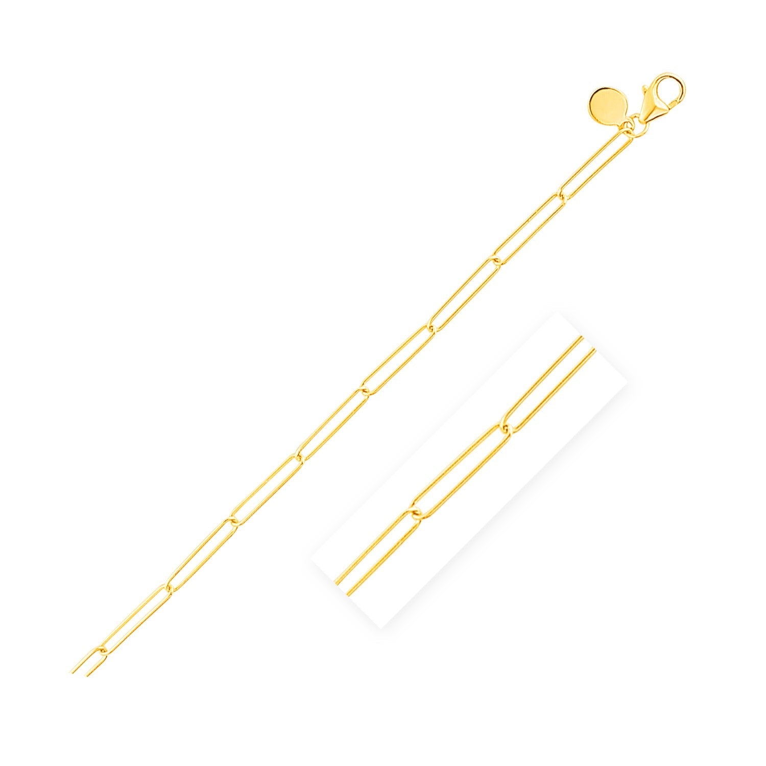 14k Yellow Gold Wire Paperclip Chain 2.7mm on sale at MyriadMart