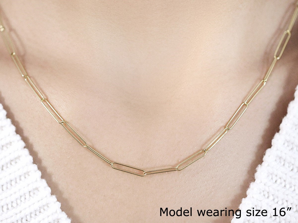 14k Yellow Gold Wire Paperclip Chain 2.7mm on sale at MyriadMart