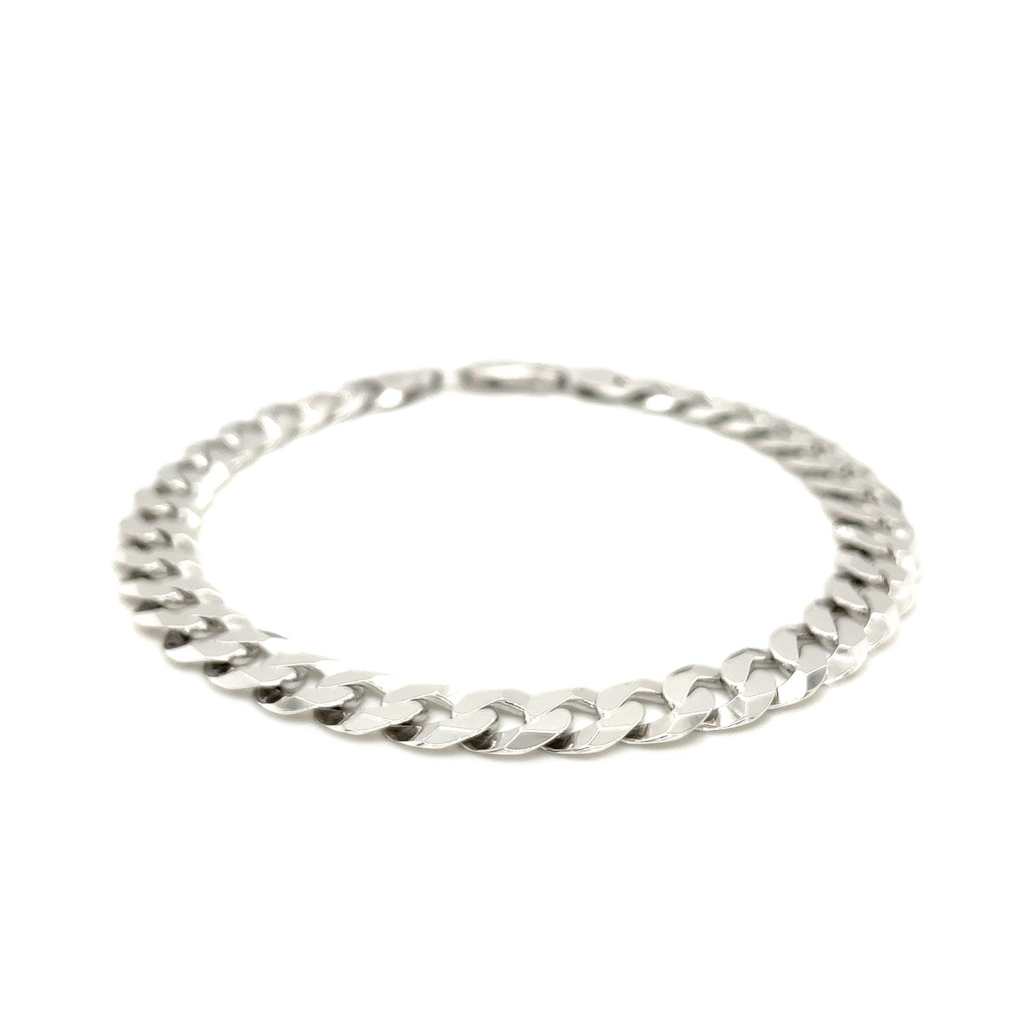Rhodium Plated 7.9mm Sterling Silver Curb Style Bracelet on sale at MyriadMart