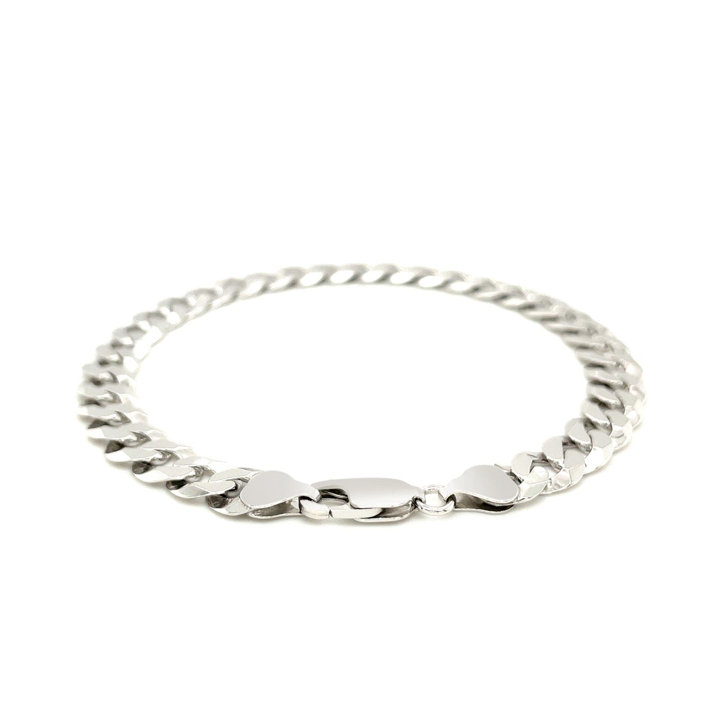 Rhodium Plated 7.9mm Sterling Silver Curb Style Bracelet on sale at MyriadMart