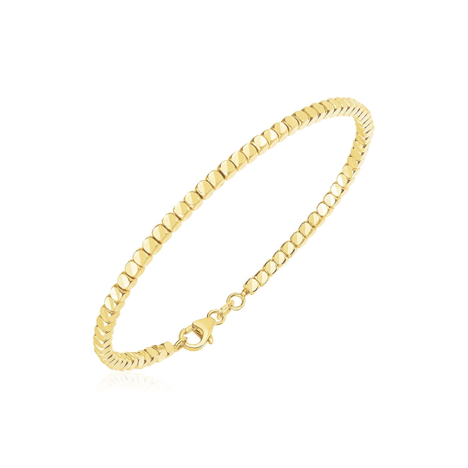 14k Yellow Gold High Polish Bead Cuff Bangle on sale at MyriadMart
