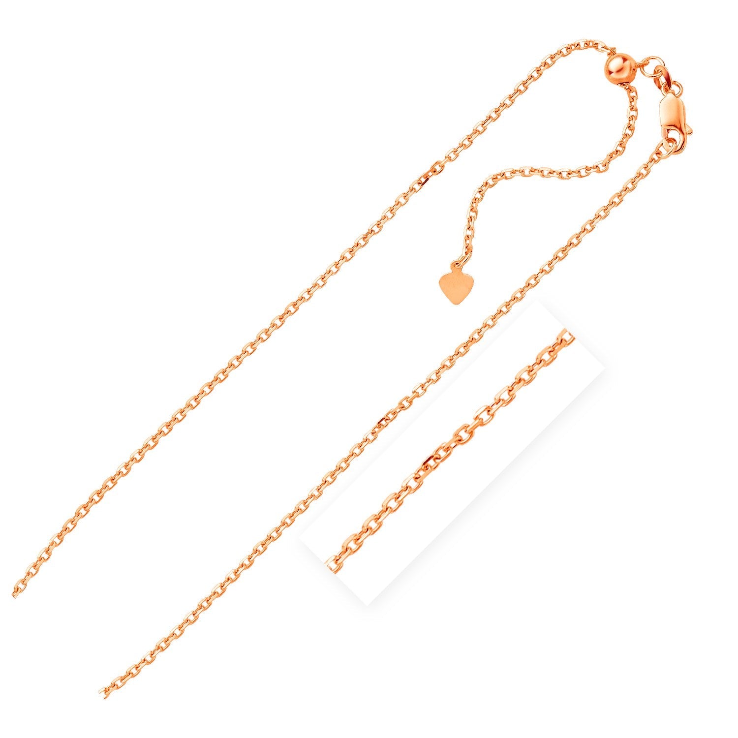 Sterling Silver Rose Finish 1.5mm Adjustable Cable Chain on sale at MyriadMart