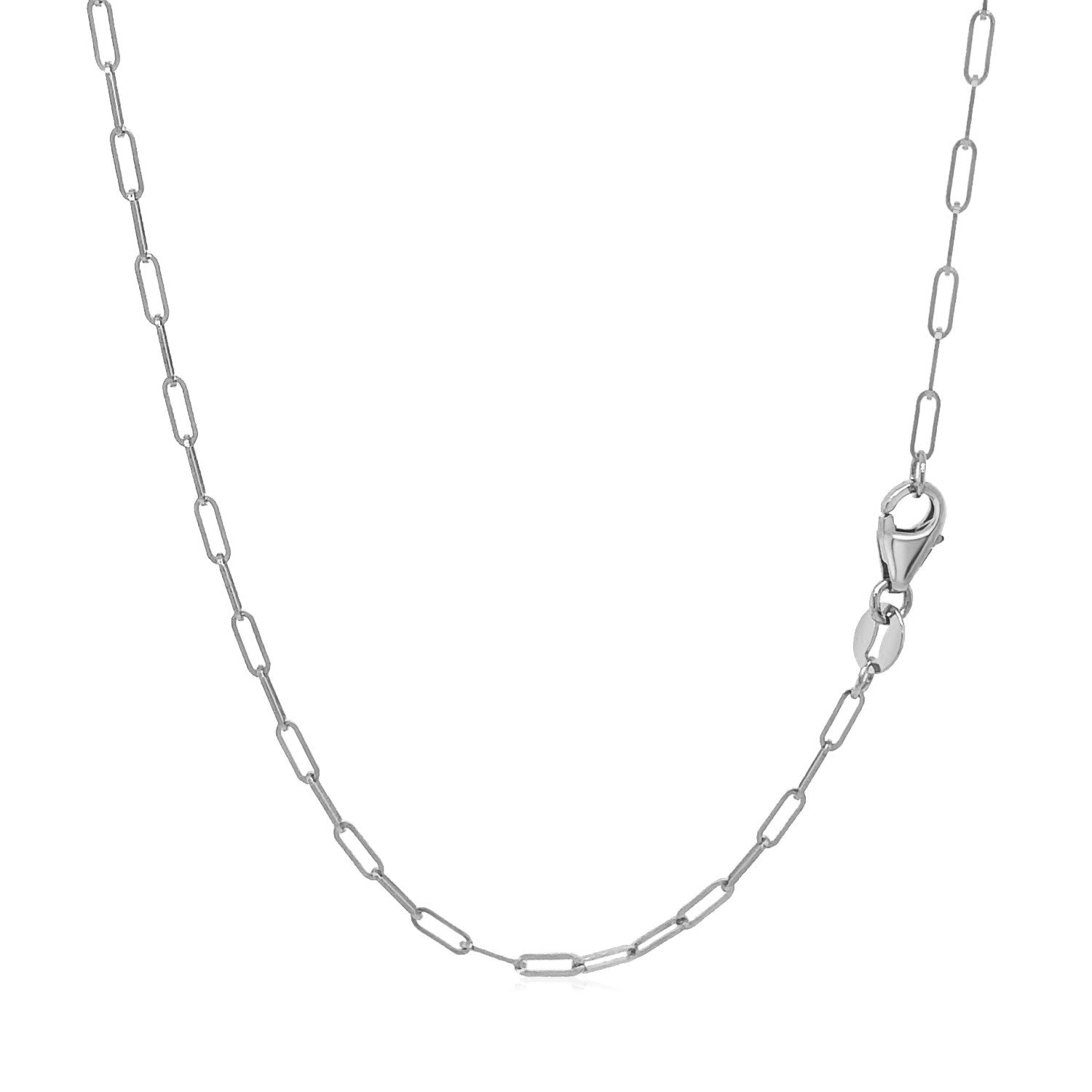 14K White Gold Fine Paperclip Chain 1.5mm on sale at MyriadMart