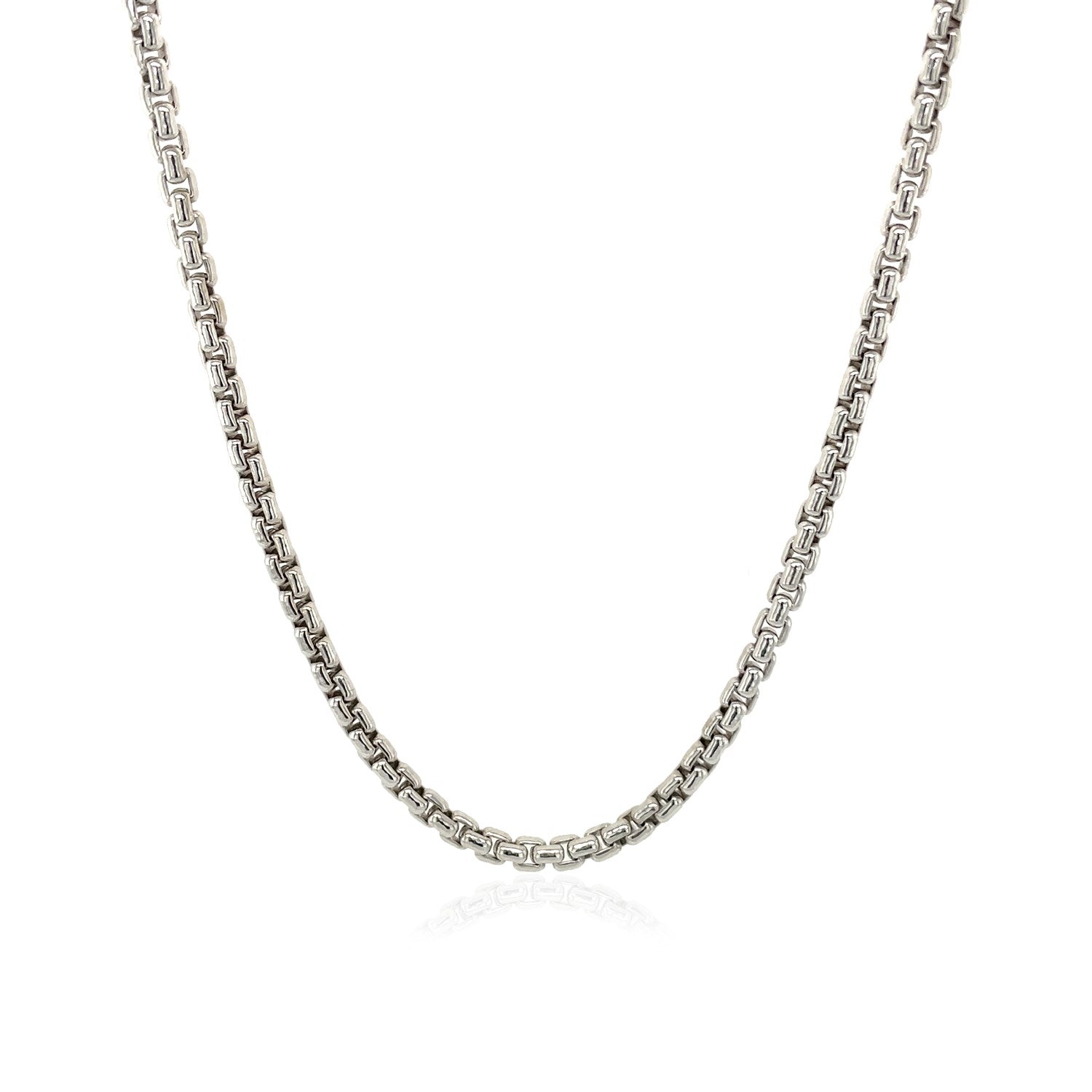 2.2mm Sterling Silver Rhodium Plated Round Box Chain on sale at MyriadMart
