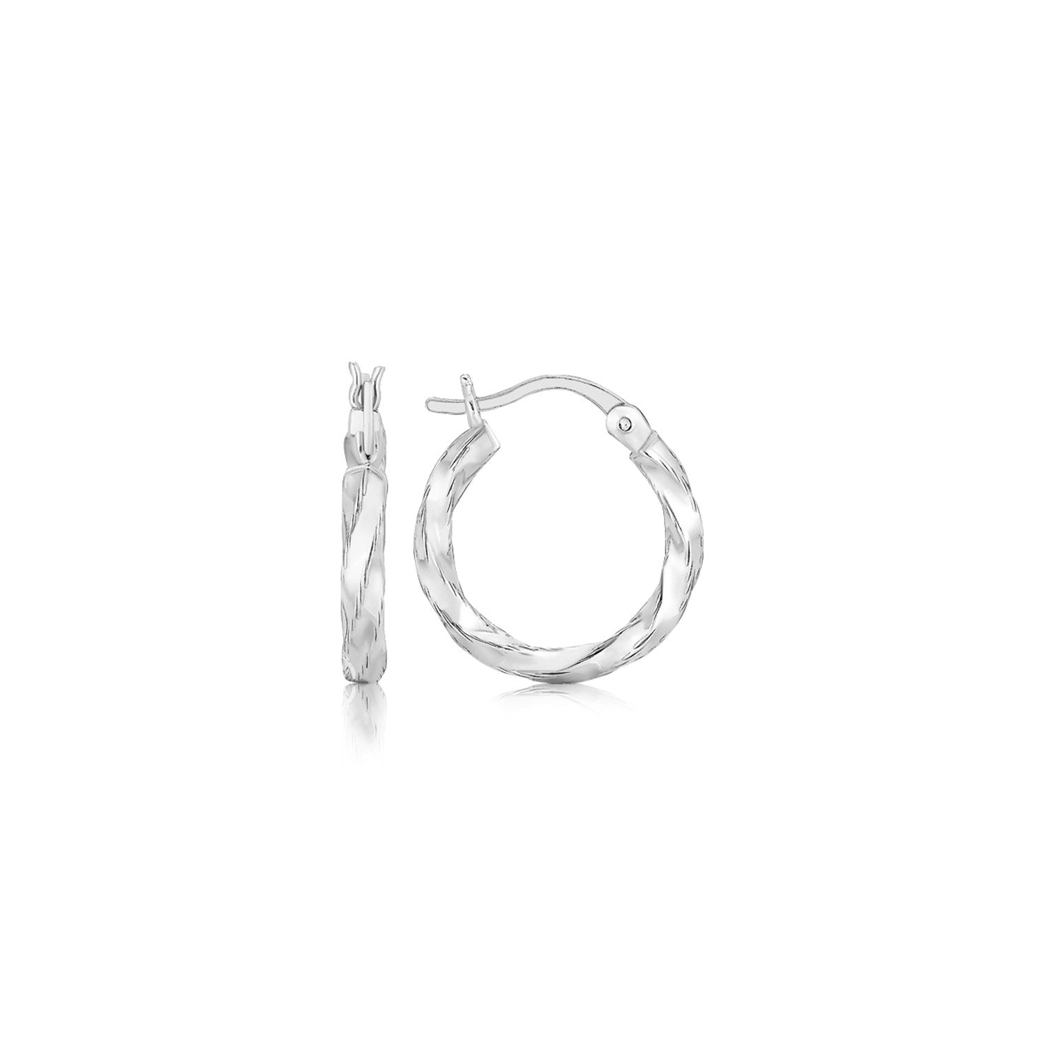 Sterling Silver Polished Twist Design Hoop Earrings on sale at MyriadMart