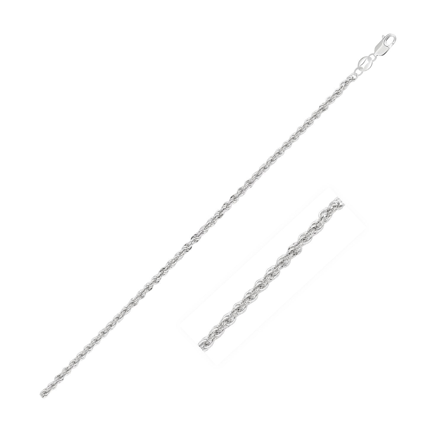 2.0mm 14k White Gold Light Rope Chain on sale at MyriadMart