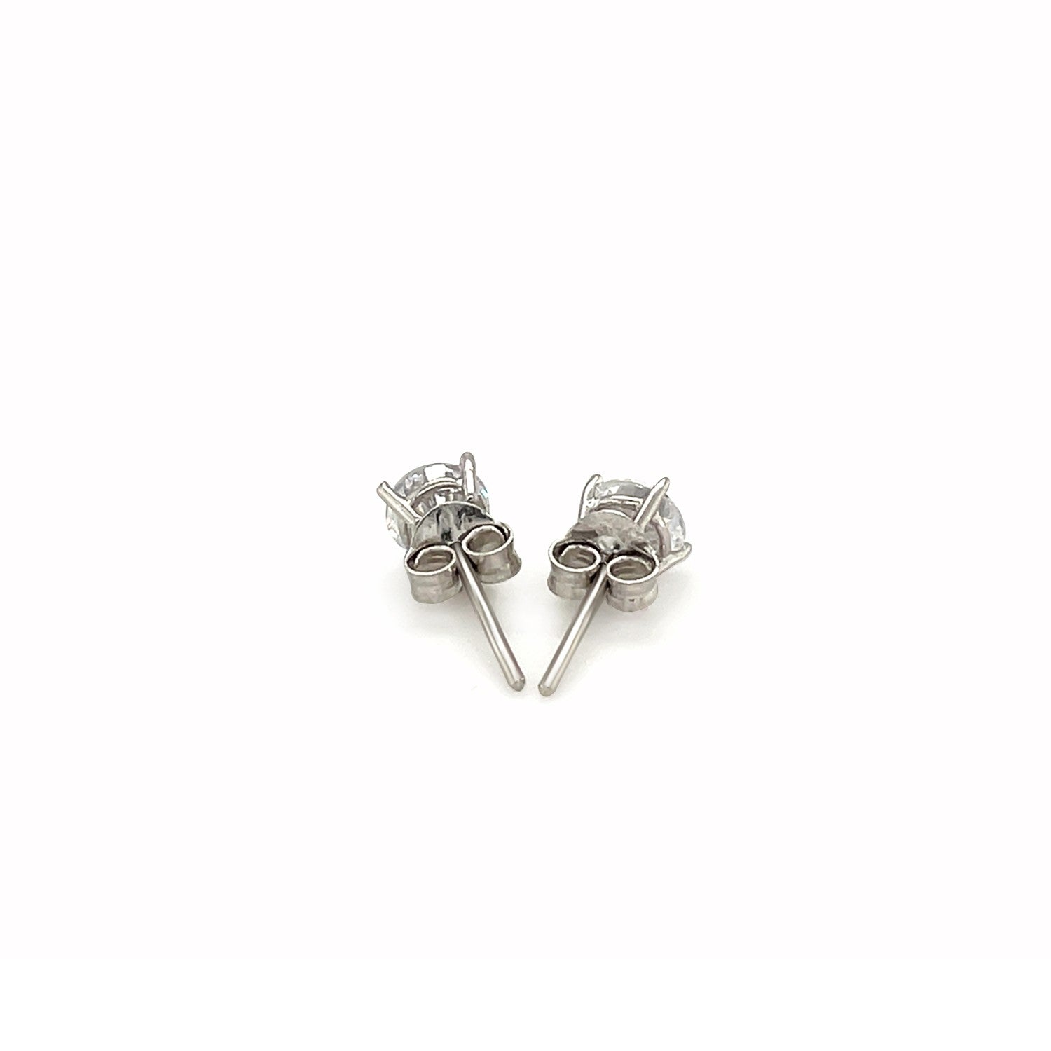 Sterling Silver Stud Earrings with White Hue Faceted Cubic Zirconia on sale at MyriadMart