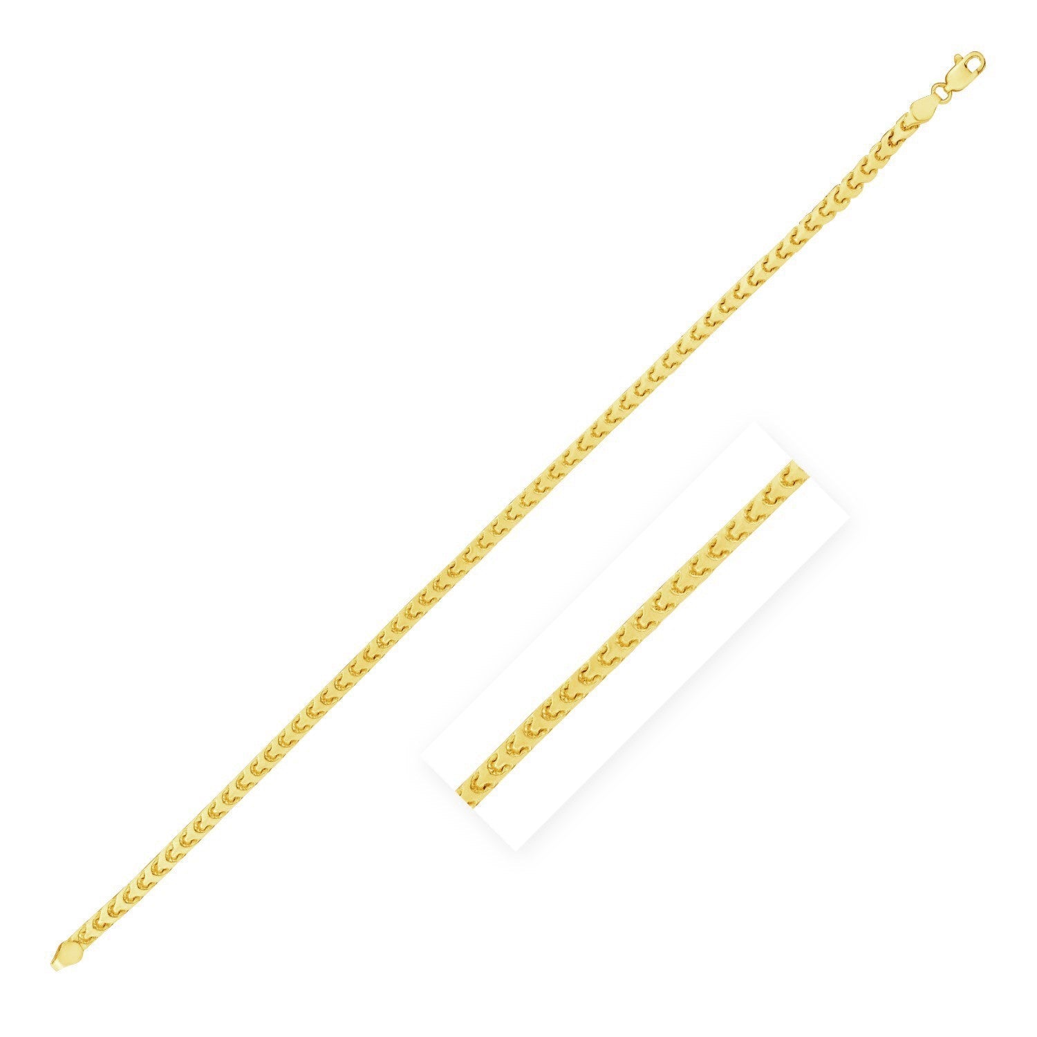 14k Yellow Gold Solid Diamond Cut Round Franco Bracelet 3.10 mm on sale at MyriadMart