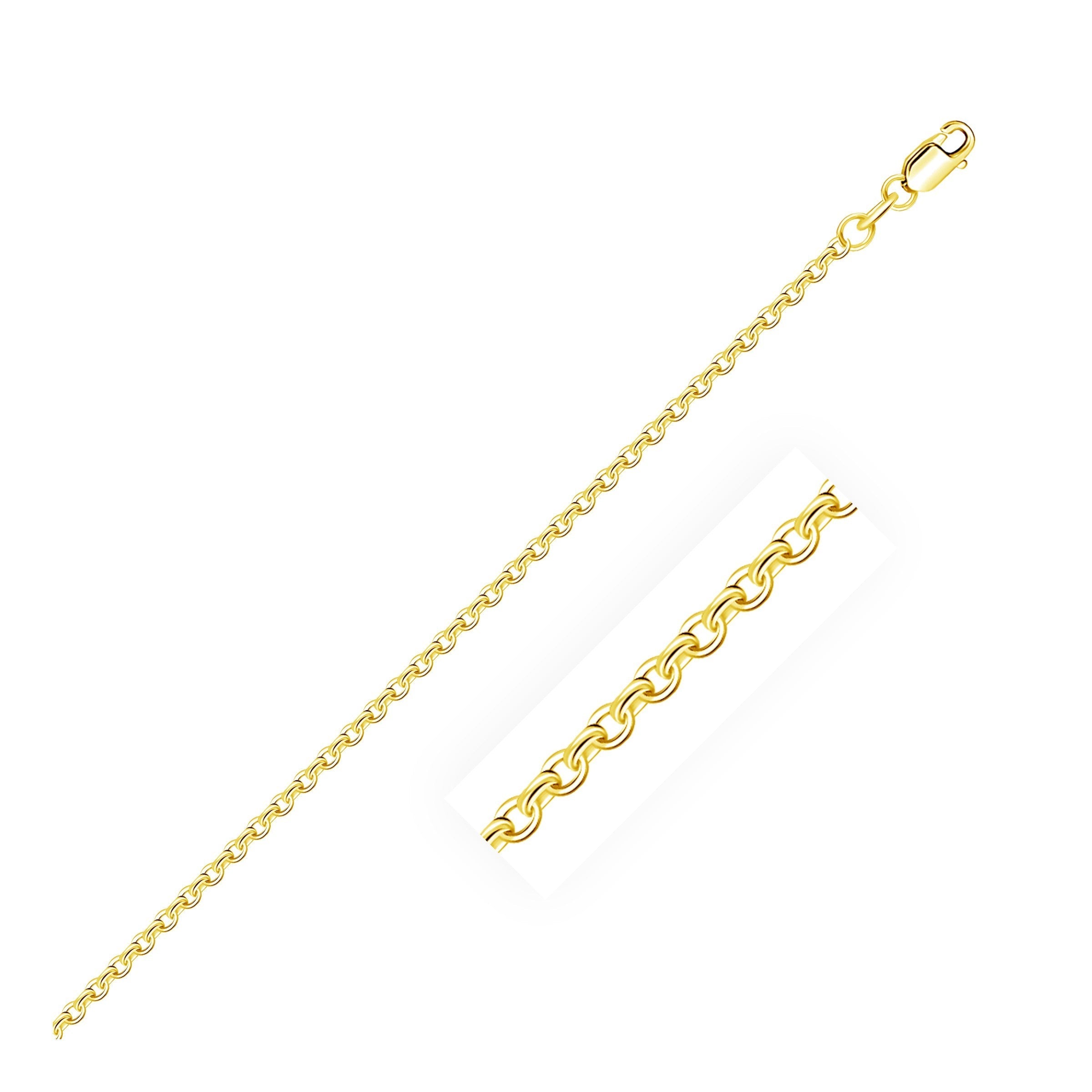 18k Yellow Gold Diamond Cut Cable Link Chain 1.90 mm on sale at MyriadMart