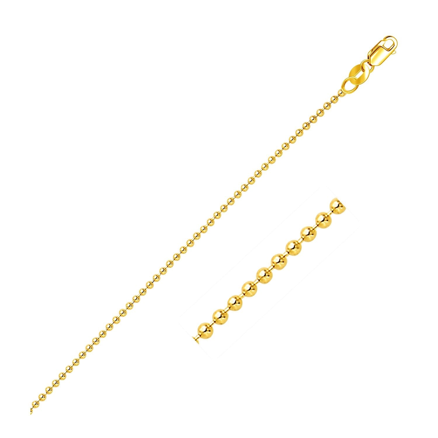14k Yellow Gold Bead Chain 1.5mm on sale at MyriadMart