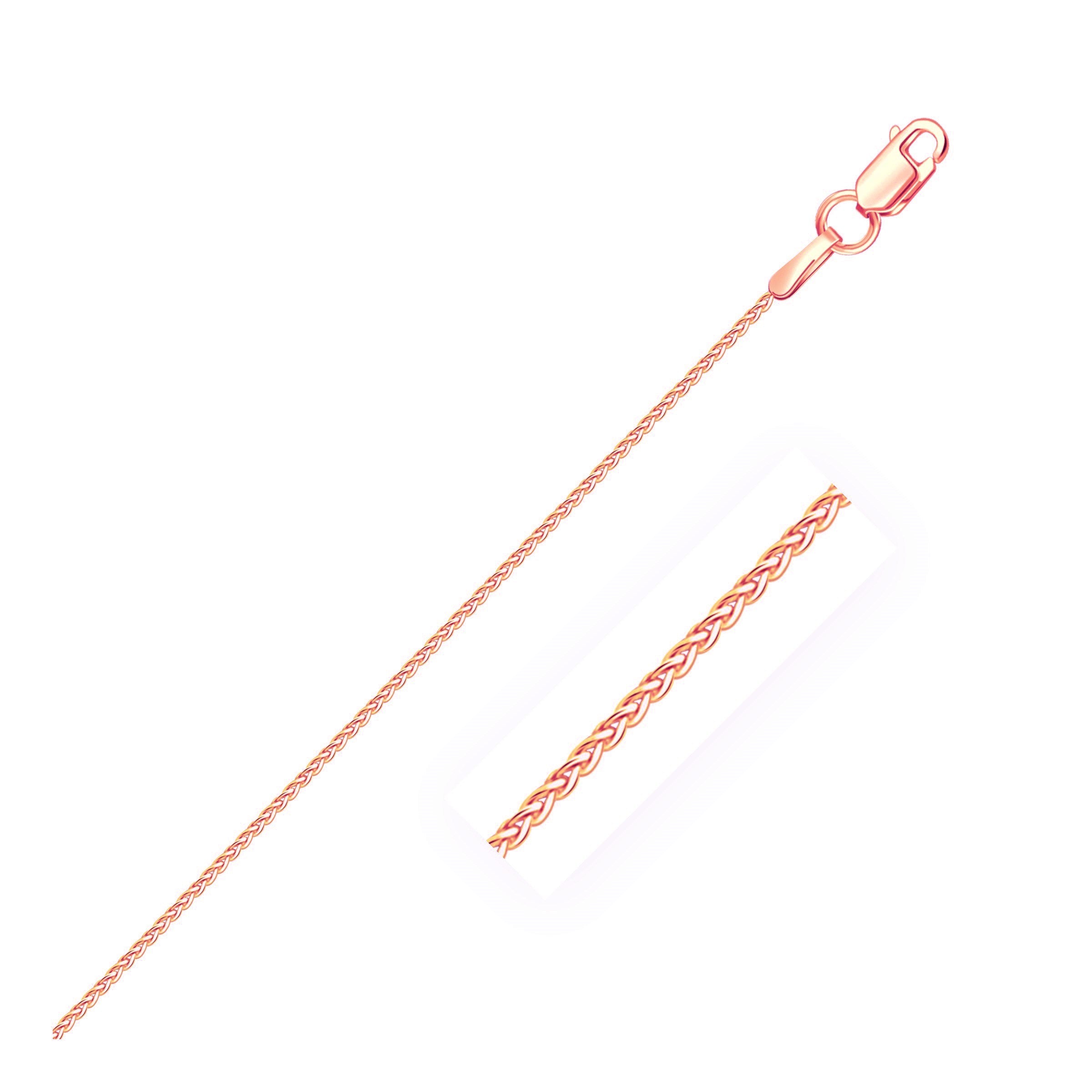 14k Rose Gold Round Wheat Chain 1.00 mm on sale at MyriadMart