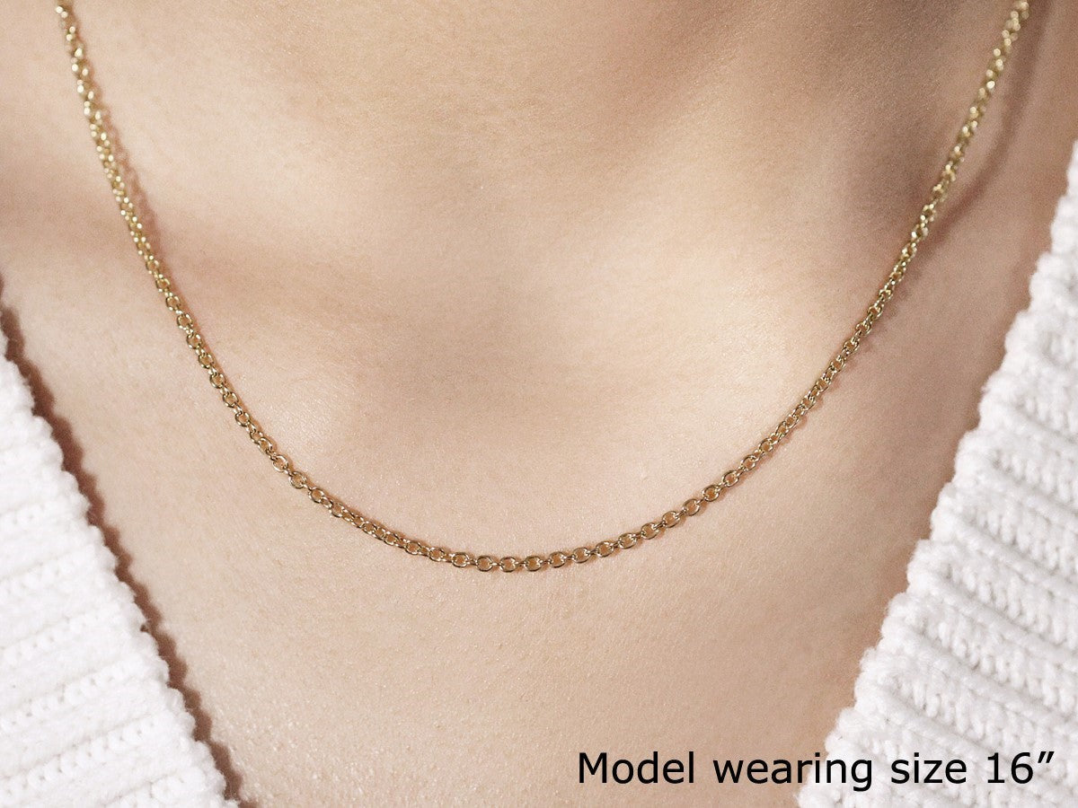 14k Yellow Gold Round Cable Link Chain 1.9mm on sale at MyriadMart