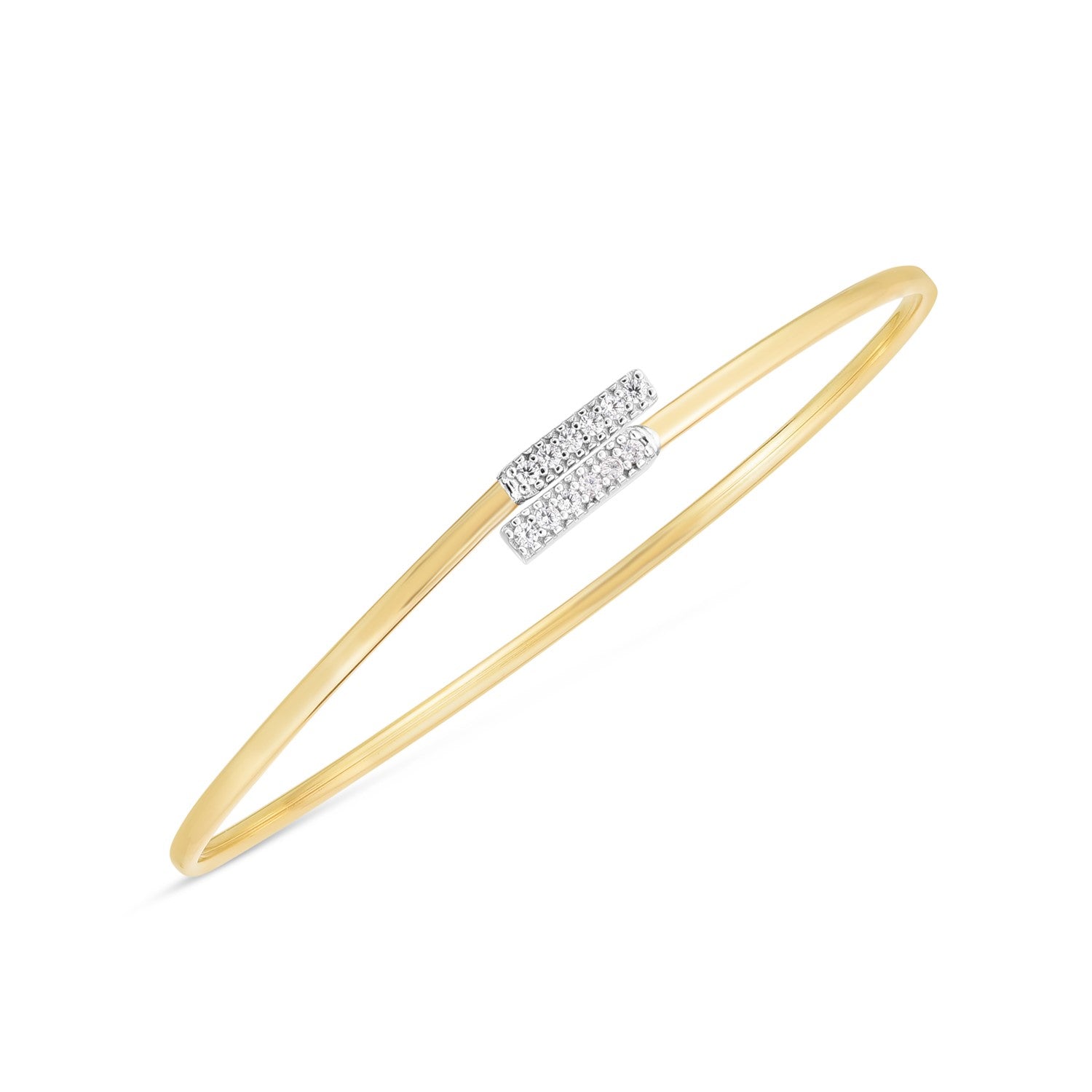 14k Two Tone Gold Diamond Bypass Bar Bangle 2.00 mm on sale at MyriadMart
