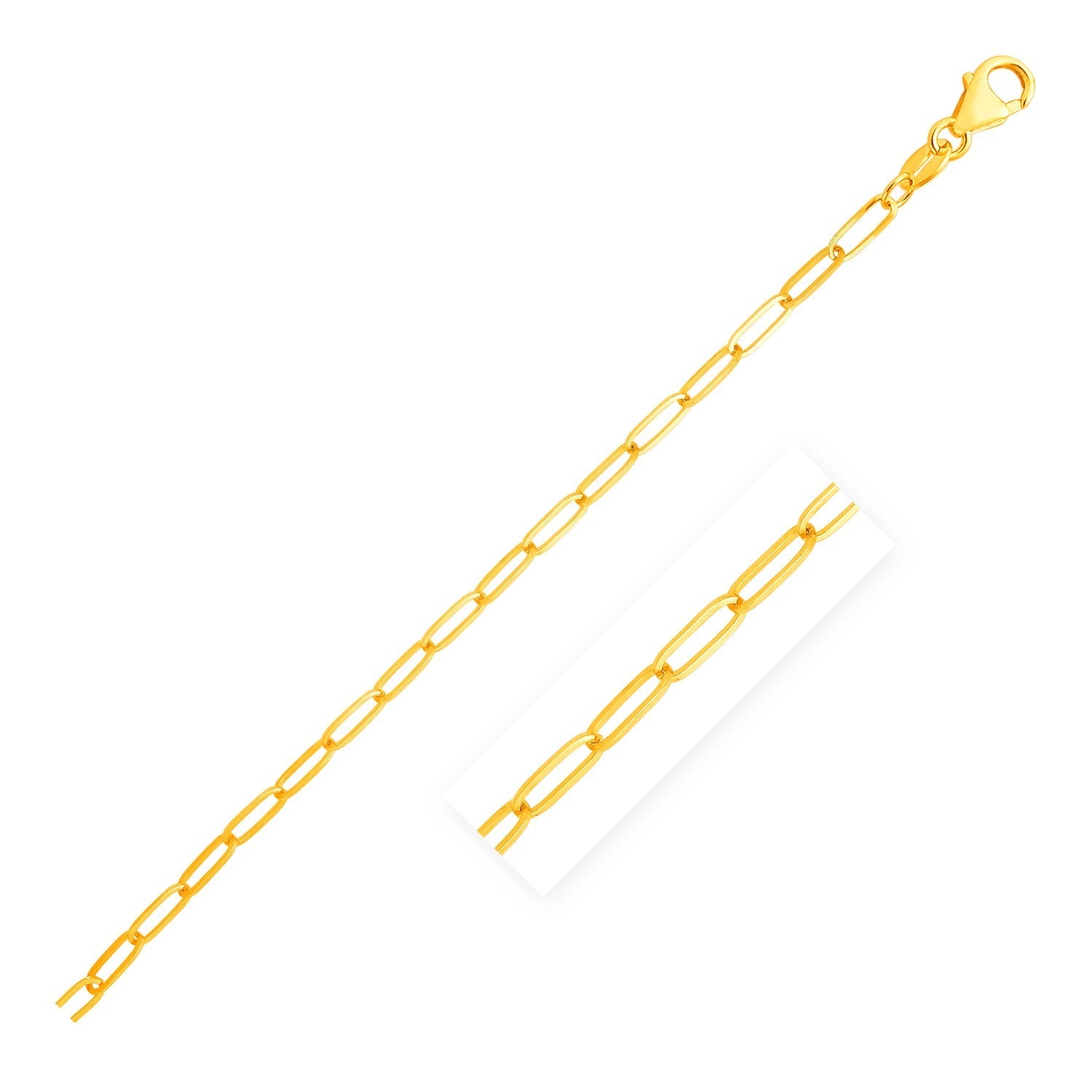 14K Yellow Gold Paperclip Chain 3.5mm on sale at MyriadMart
