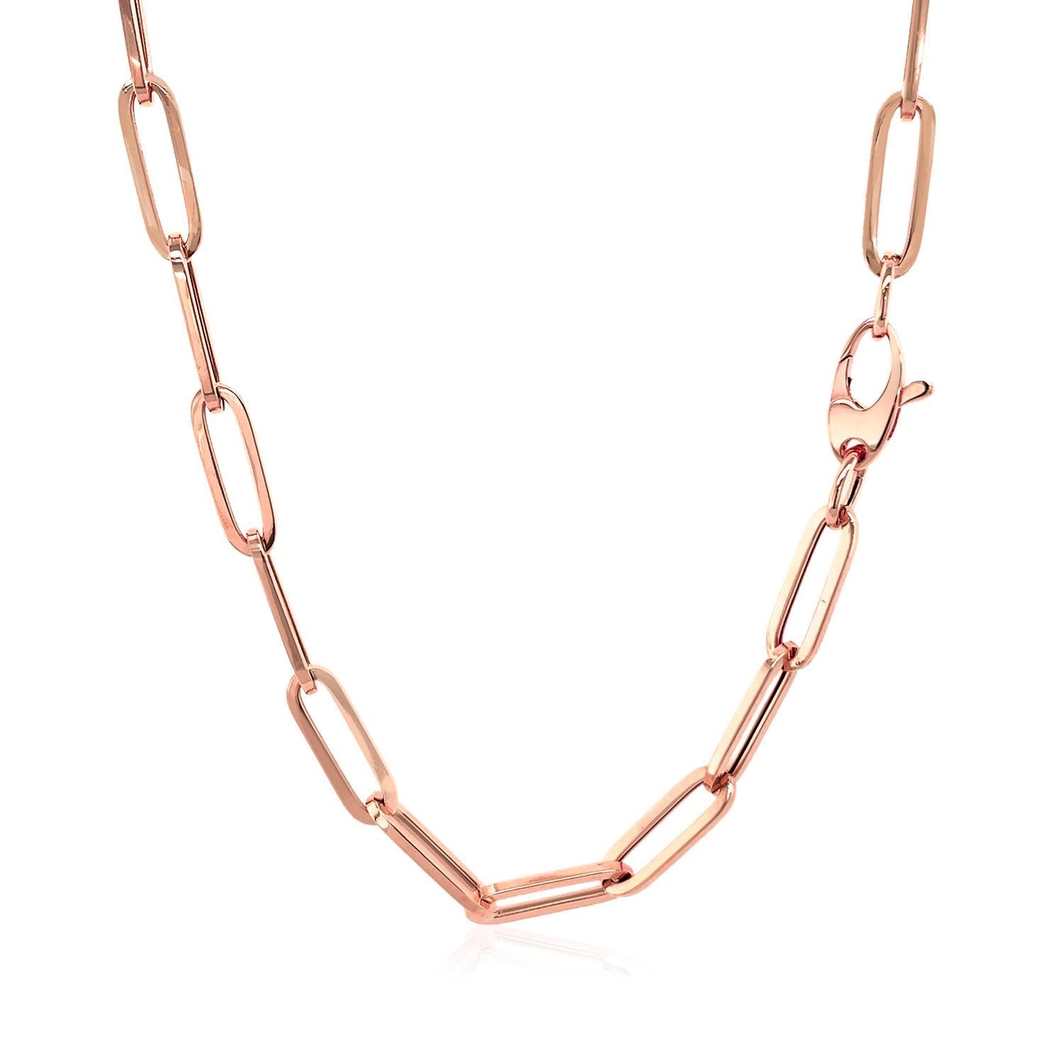 14K Rose Gold Bold Paperclip Chain 4.2 mm on sale at MyriadMart