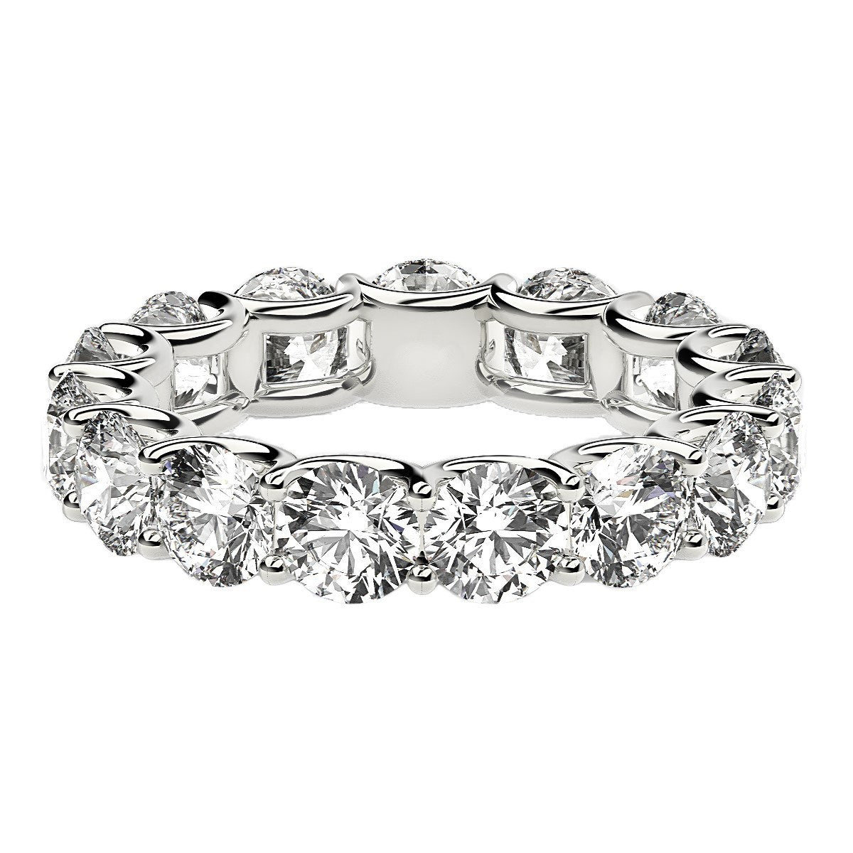 Round Cut Lab Grown Diamond Eternity Ring in 14k White Gold 5 cttw FG/VS2 on sale at MyriadMart