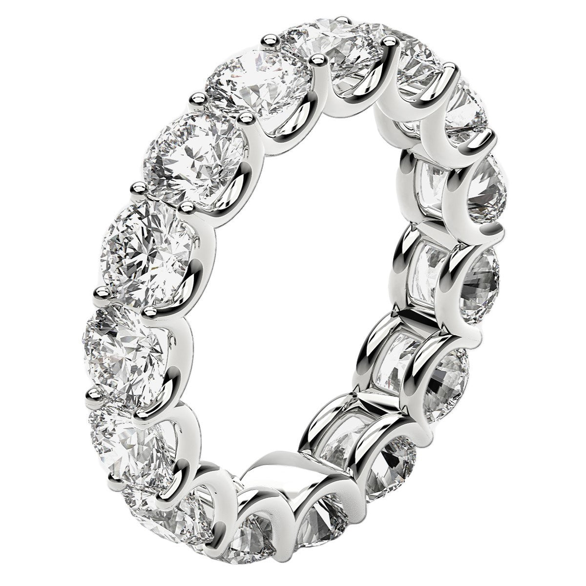 Round Cut Lab Grown Diamond Eternity Ring in 14k White Gold 5 cttw FG/VS2 on sale at MyriadMart