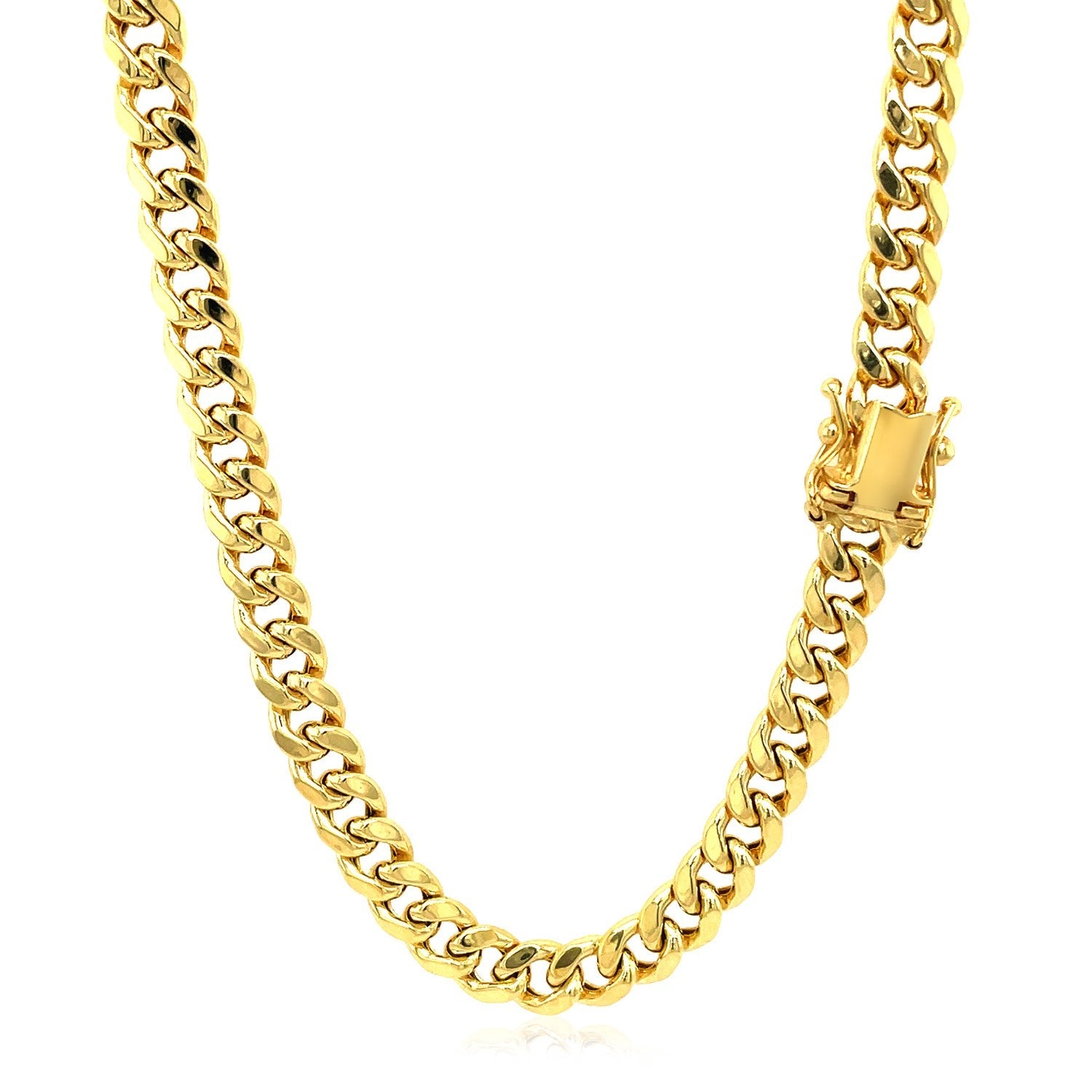 5.0mm 14k Yellow Gold Semi Solid Miami Cuban Chain on sale at MyriadMart
