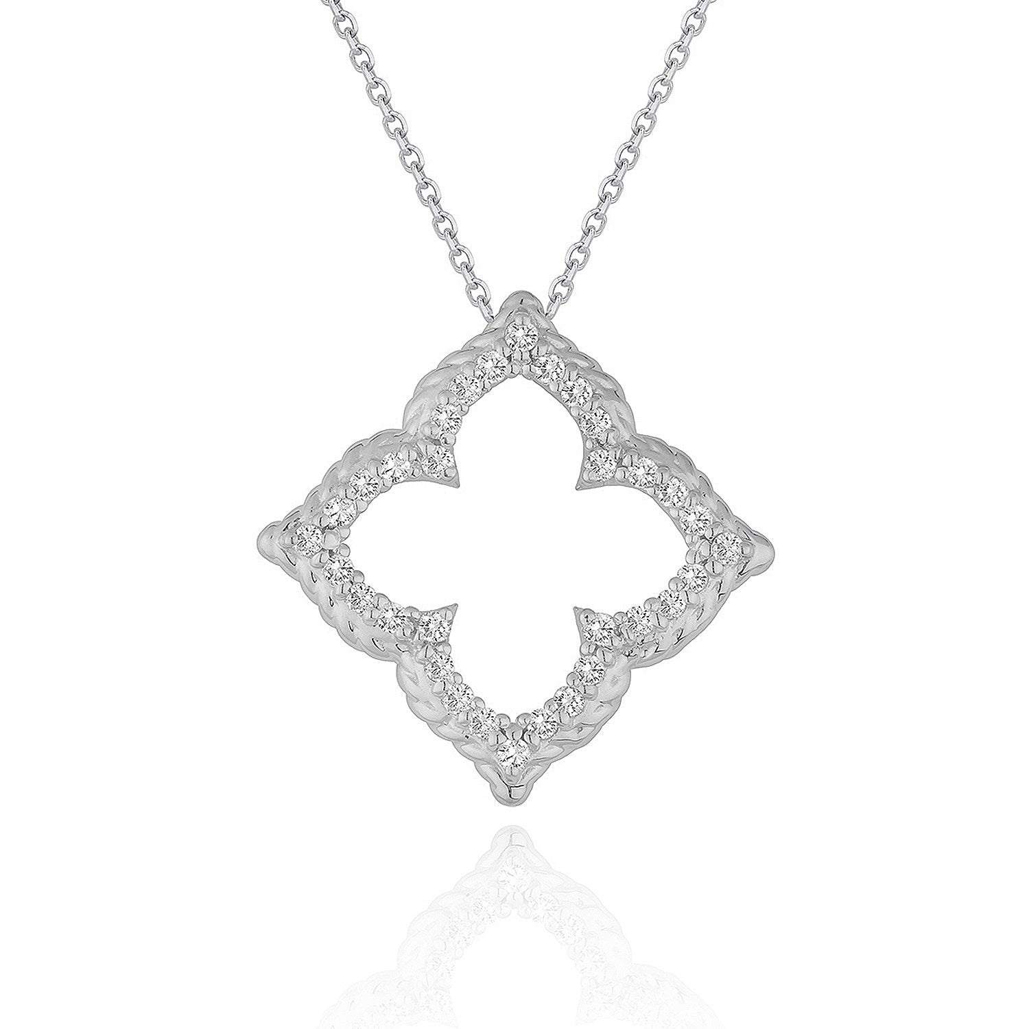 14k White Gold Diamond Cut-out Flower Pendant 1/3 cttw on sale at MyriadMart